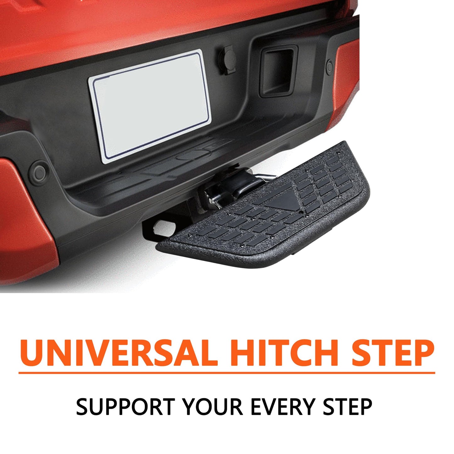 Towing Hitch Steps for 2" Hitch Receiver, Rear Trailer Hitch Bumper Guard Protector Universal Black Hitch Step Bar for Pickup Truck SUV - OMOTOR