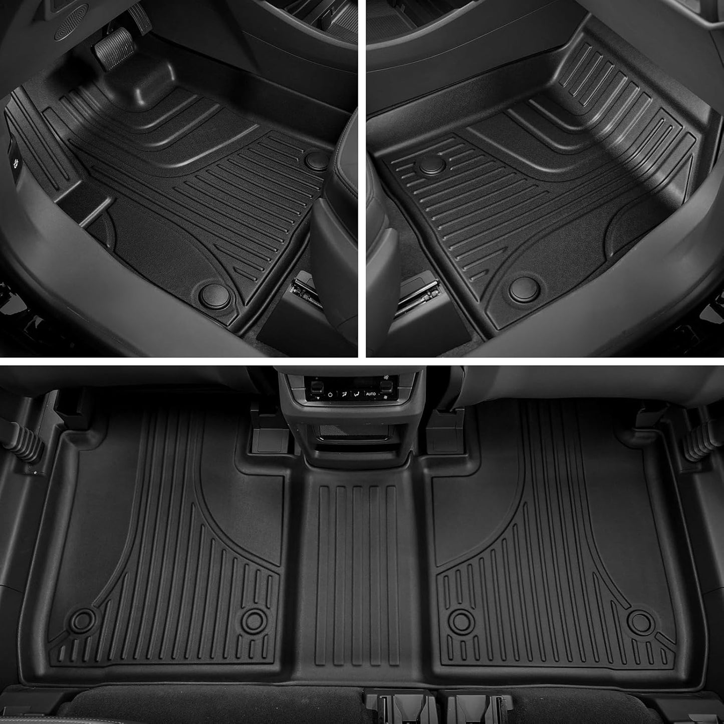 AOMSAZTO Car Floor Mats for Ford Bronco Sport 2021 2022 2023 2024 2025, All Weather Car Floor Mats, 1st & 2nd Row Full Set Floor Liners, Heavy Duty Anti Skid Car Mats, Black