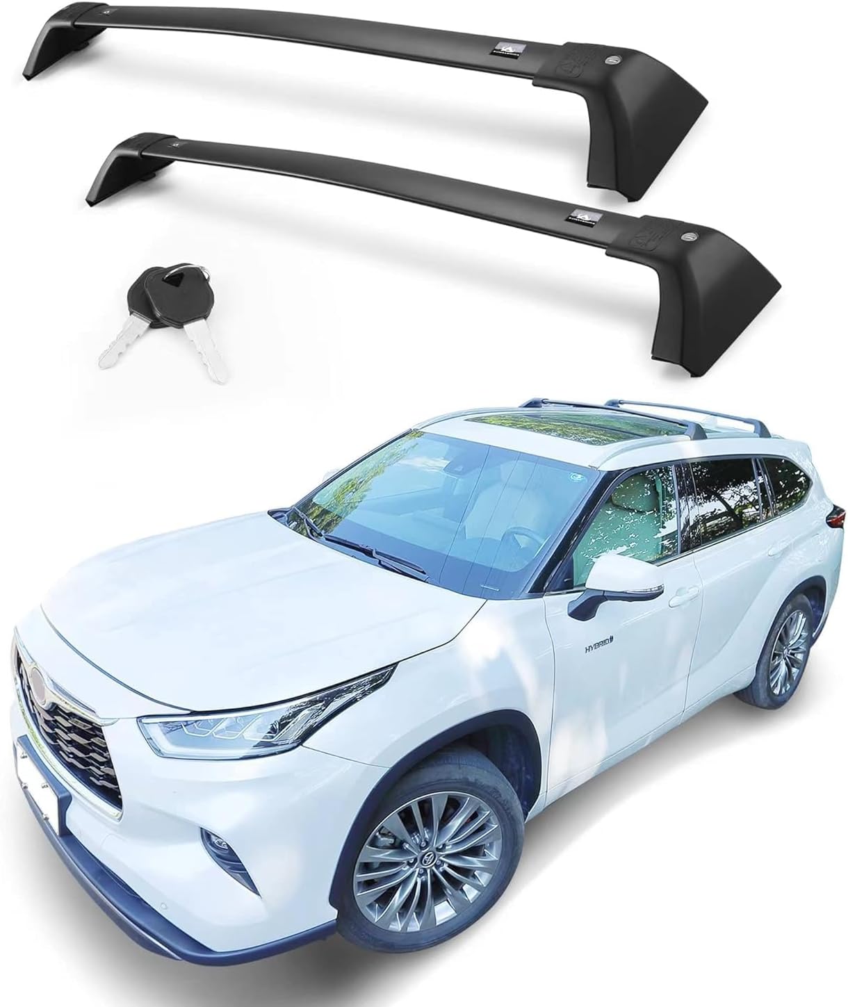 Heavy Duty Roof Rack Cross Bars Replacement for Toyota Highlander 2020-2024(not fit LE Models & Grand Highlander),Anti Theft Mechanism Lock with Max 260 lbs Loading Weight Crossbars - OMOTOR