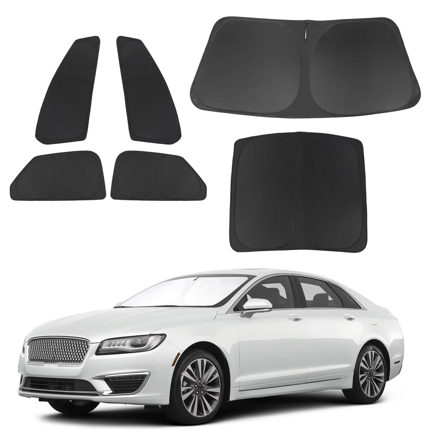 5PCS Windshield Sun Shade Custom Fit for 2021-2024 2025 Ford Bronco Accessories(Not for Bronco Sport) Foldable Sunshade Side Rear Window Shade Cover Full Set Privacy Protection