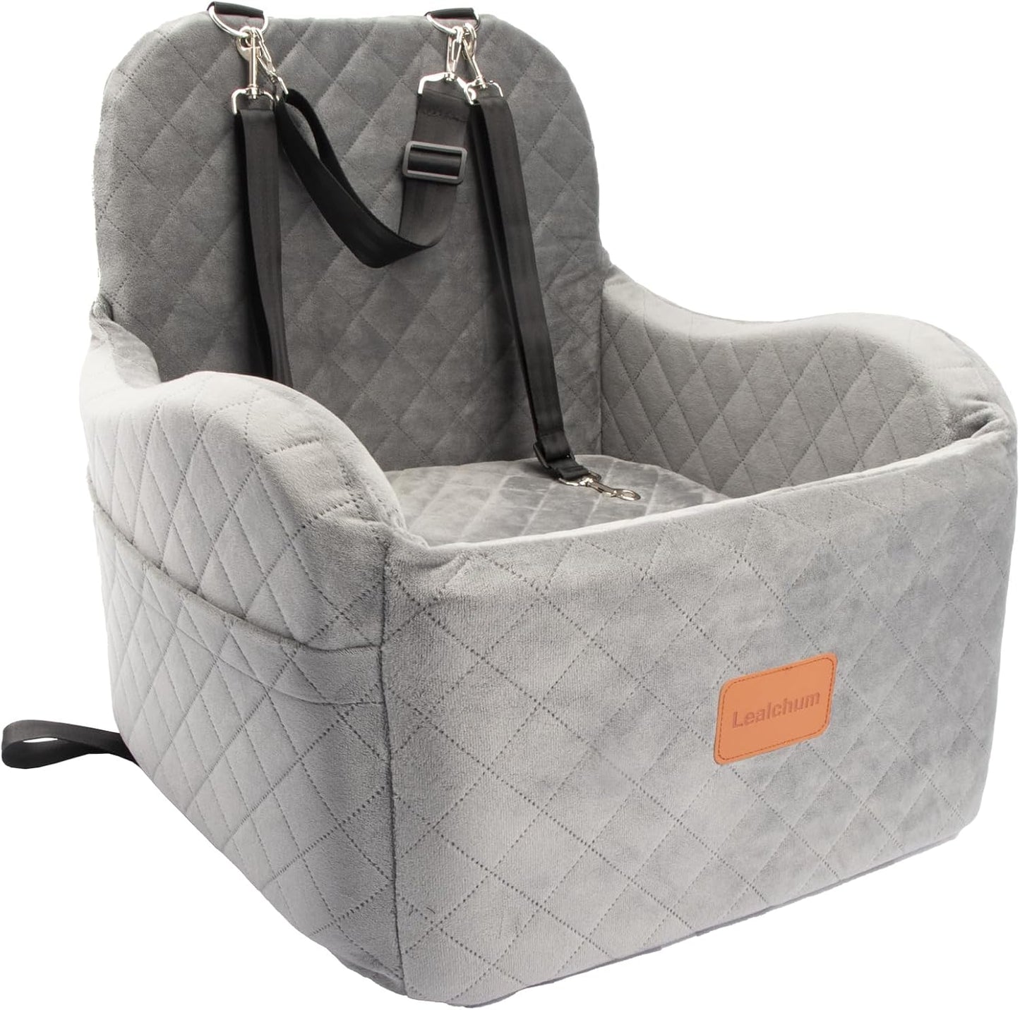 Dog Booster Car Seat for Small/Medium Dogs, Memory Foam Elevated Cushion, Fully Detachable & Washable with Safety Leashes, Fits All Car Seats & SUV - OMOTOR