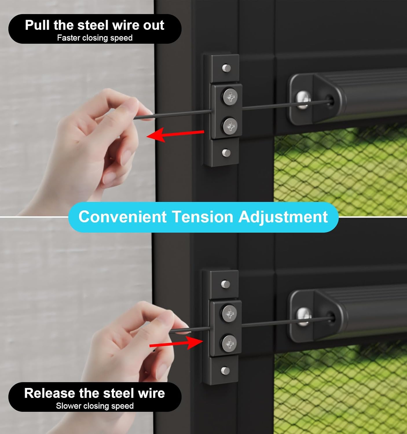 Automatic RV Screen Door Closer Kit Built in Spring for Adjustable Tension - Aluminum Universal Camper Entry Auto Closure Kit - Trailer Must Haves Self-Closing Accessory 17"x0.9"