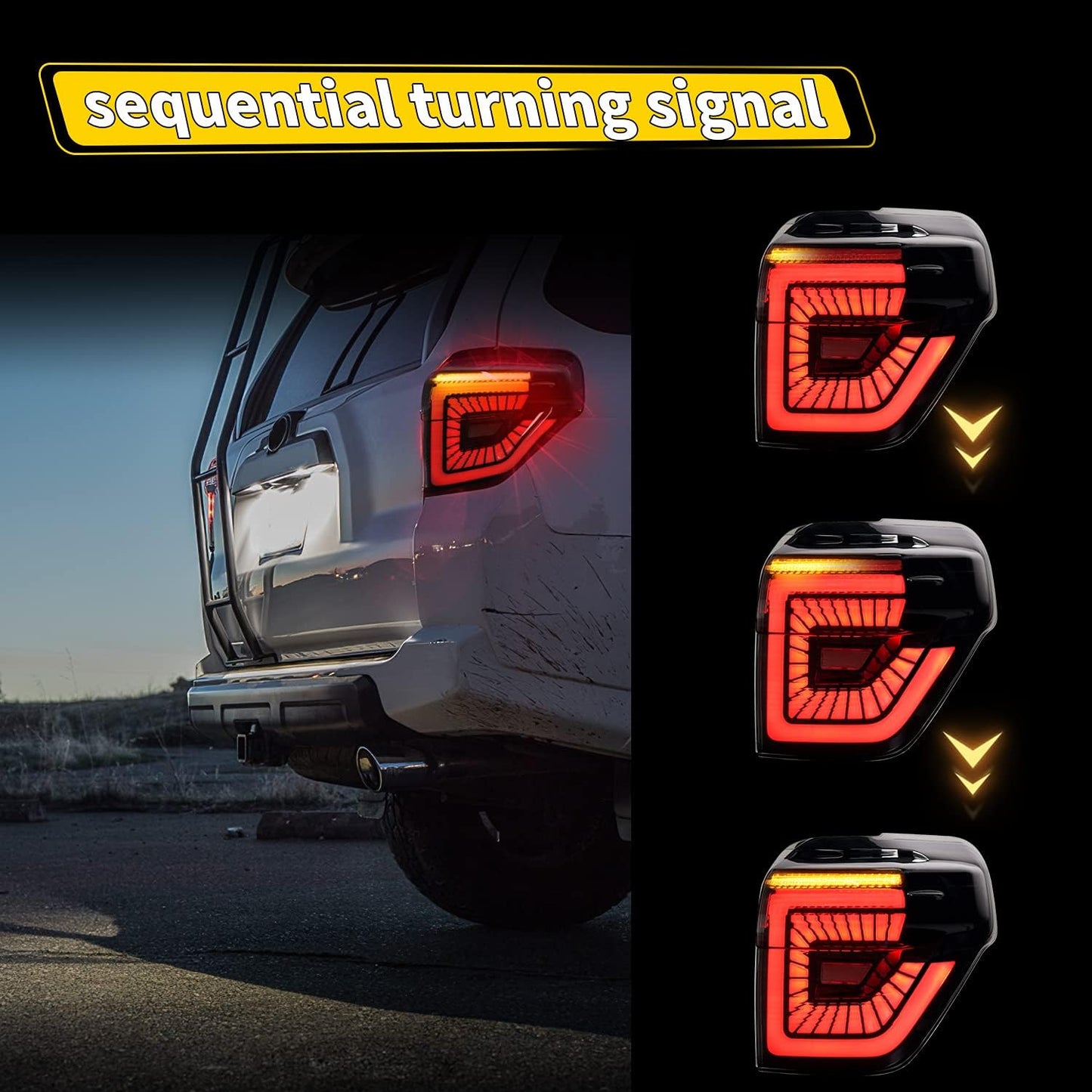 LED Tail Lights for Toyota 4Runner TRD/Limited/Off-Road/SR5/Sport/Nightshade 2014-2023,Rear Light Assembly with Sequential Turn Signal/Start Up Animation Light for 4 Runner,Smoked (Style 1)