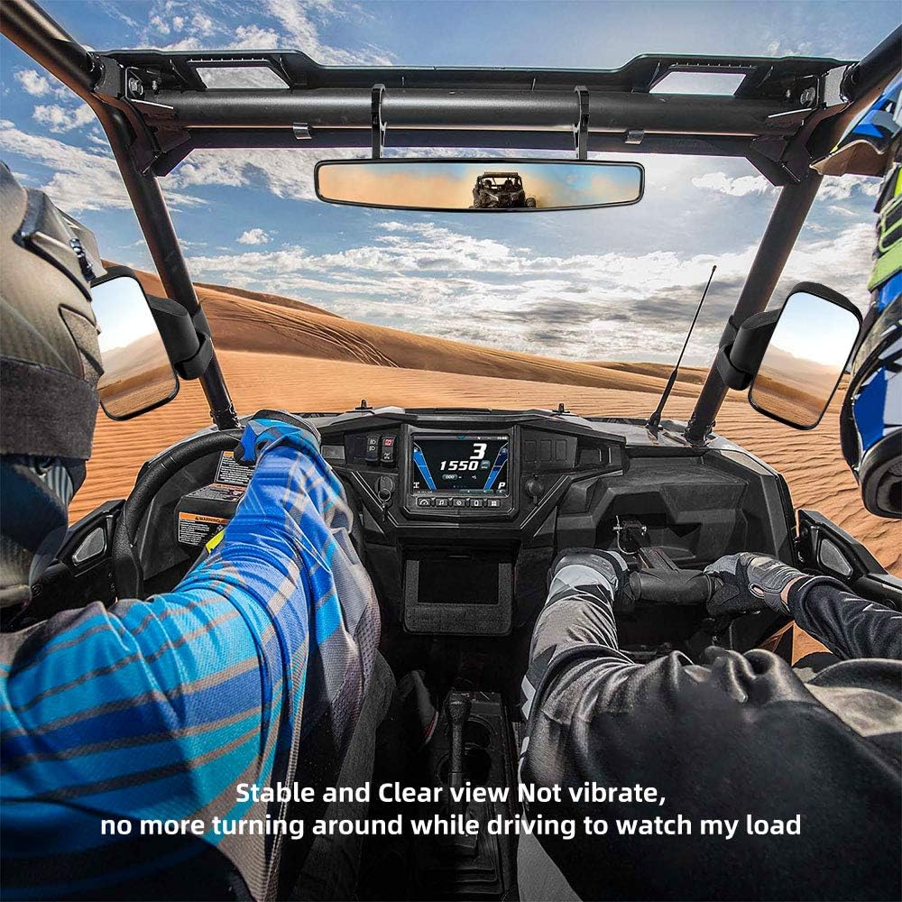 UTV Side Mirrors with 1.75" -2" Roll Bar Cage, UTV Mirrors 360 Degree Adjustable SXS Mirrors Compatible with Polaris RZR Kawasaki Teryx Mule Pioneer Yamaha Rhino YXZ - OMOTOR