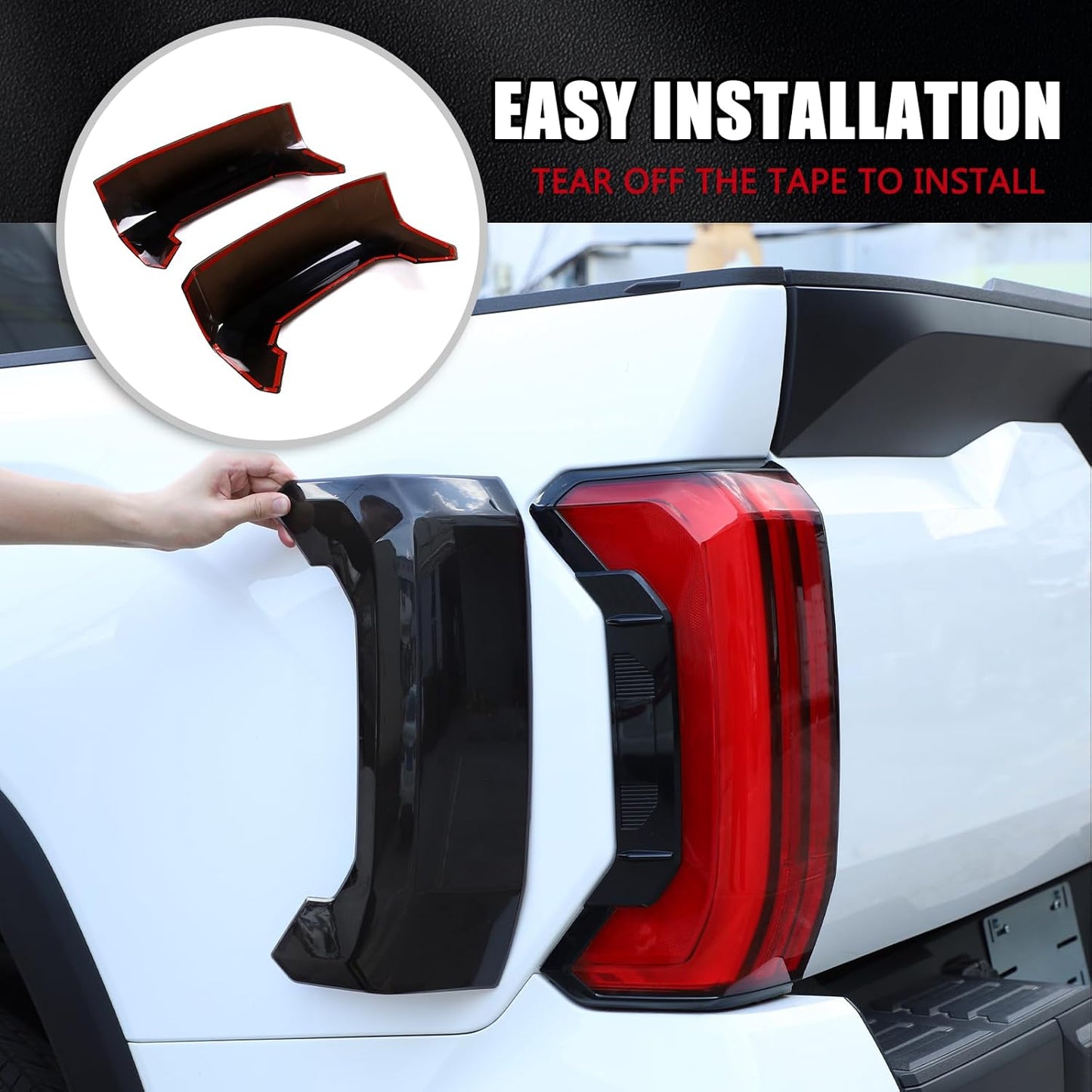 LLKUANG Rear Tail Light Cover Tail Lamp Shell Shade Guard Trim Frame Compatible with Toyota Tundra 2022 2023 2024 2025,ABS Car Taillight Protective Shell Bezels Smoke Black Taillight Shell Accessories