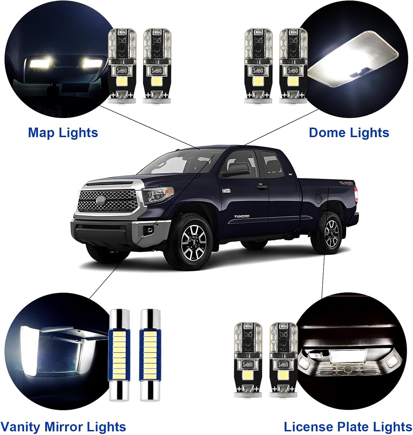 EASY EAGLE Super Bright LED Car Interior Lights, 6000k White Bulbs Kit for 2007-2019 2020 2021 Toyota Tundra with Install Tool(18 pcs)