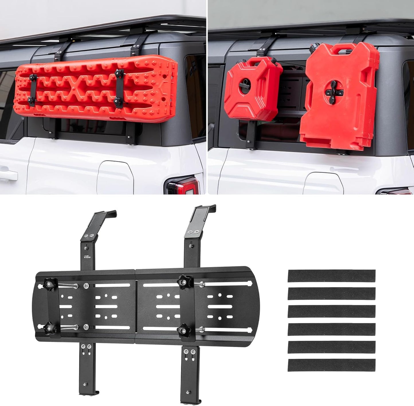 JOYTUTUS Rear Window Storage Molle Panel Kit for Bronco 4-Door | No-Drill Cargo Rack for Recovery Traction Boards Gas Can Shovel Mount | Heavy-Duty Scratch-Resistant Design
