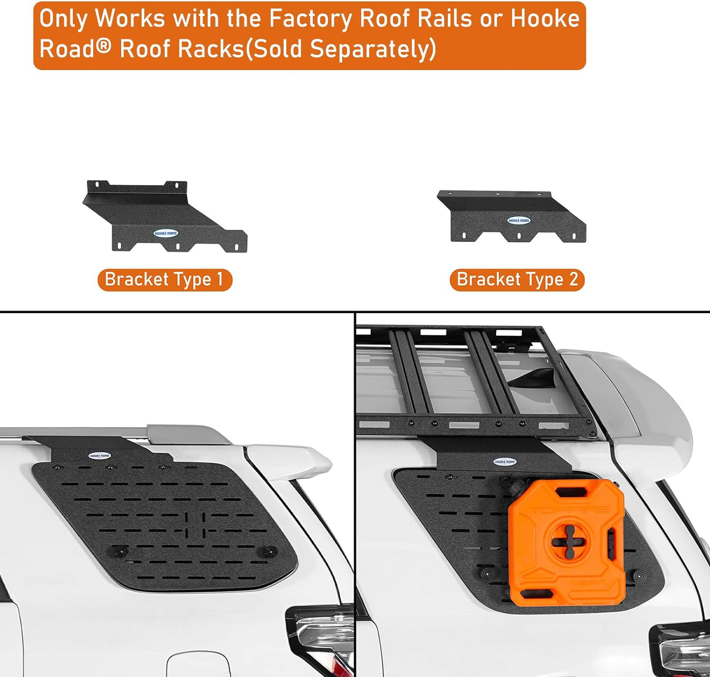 Hooke Road 10-24 4Runner Rear Window Molle Panel Modular Storage Panel System Exterior Cargo Rack Shelf for 2010-2024 Toyota 4Runner 5th Gen (Exclude 19+TRD Pro) - Pair