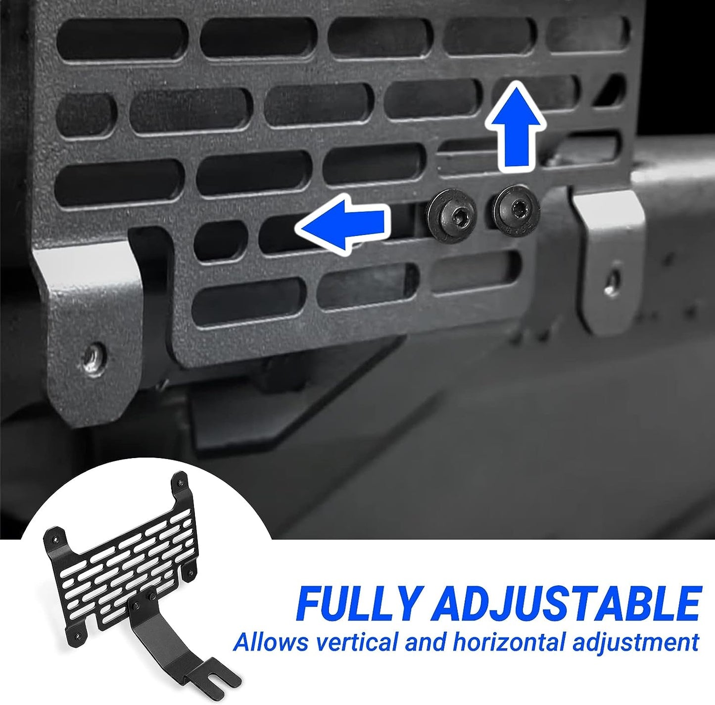 2021 2022 2023 Bronco License Plate Holder Mount Front License Plate Frame Relocation Bracket for Standard Plastic Bumper Compatible with Ford Bronco Accessories 6th Gen. - OMOTOR