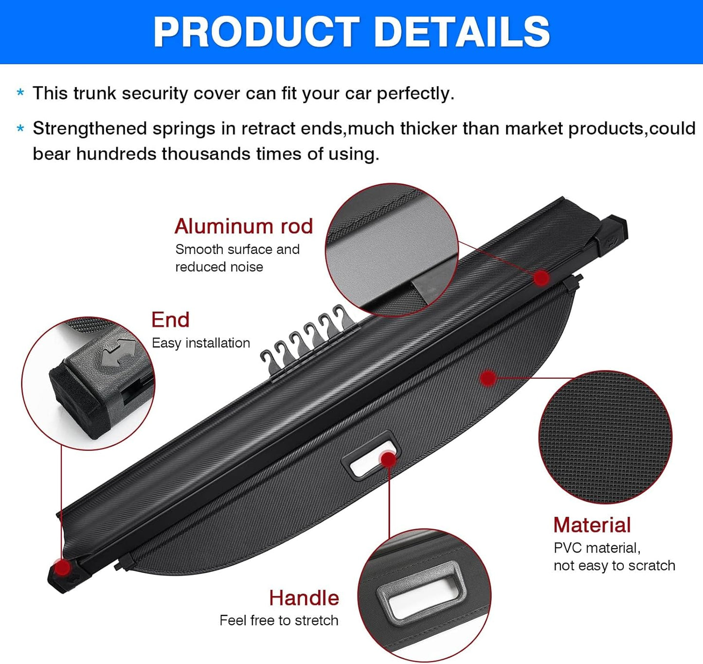 Cargo Cover for Chevy Chevrolet Equinox GMC Terrain 2024 2023 2022 2021 2020 2019 2018 Accessories Retractable Trunk Cover All Weather Shielding Shade Cargo Luggage Cover Carbon Fiber Texture - OMOTOR