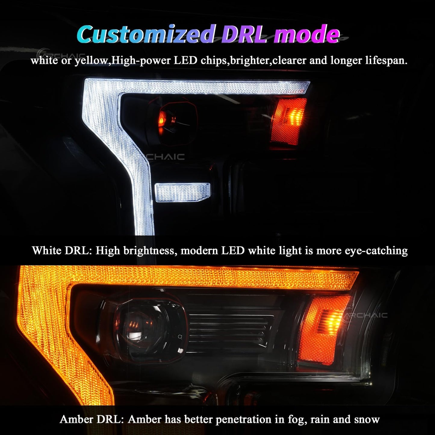 LED Headlights Assembly Compatible with 2015-2017 Ford F150 Pickup XL/XLT/Lariat/King Ranch/Platinum/Limited F150 Raptor 2017-2020