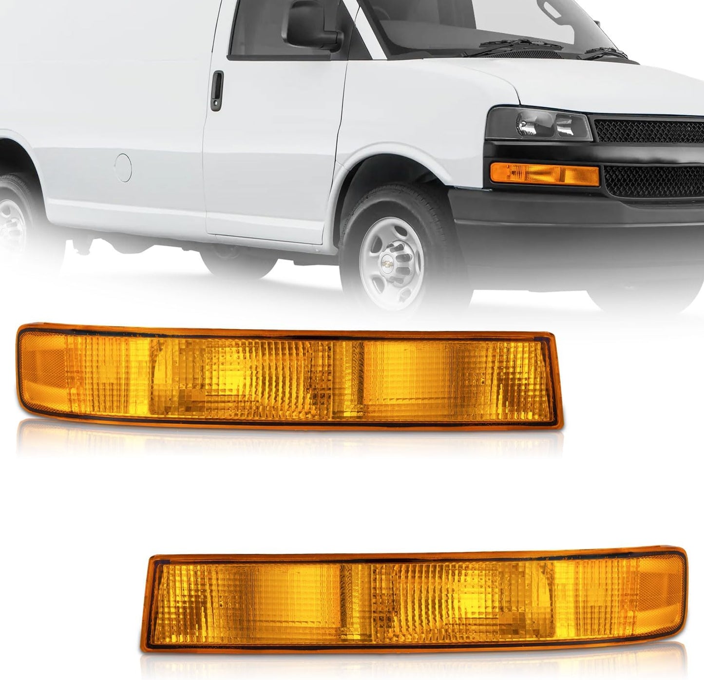Signal Lights for 2003-2023 Chevy Express & GMC Savana 1500/2500/3500 - Right & Left Replacement Parking Lights - OMOTOR