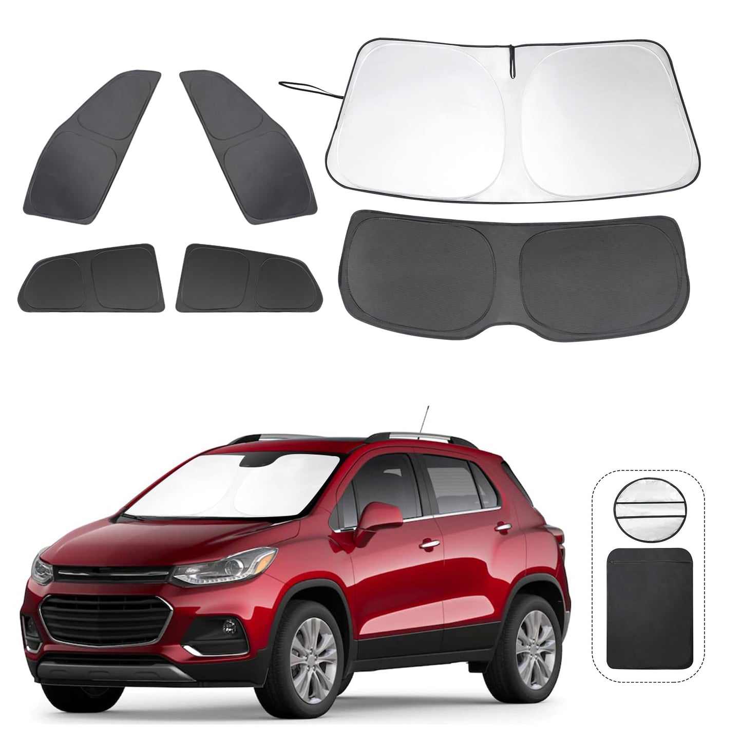 5PCS Windshield Sun Shade Custom Fit for 2021-2024 2025 Ford Bronco Accessories(Not for Bronco Sport) Foldable Sunshade Side Rear Window Shade Cover Full Set Privacy Protection