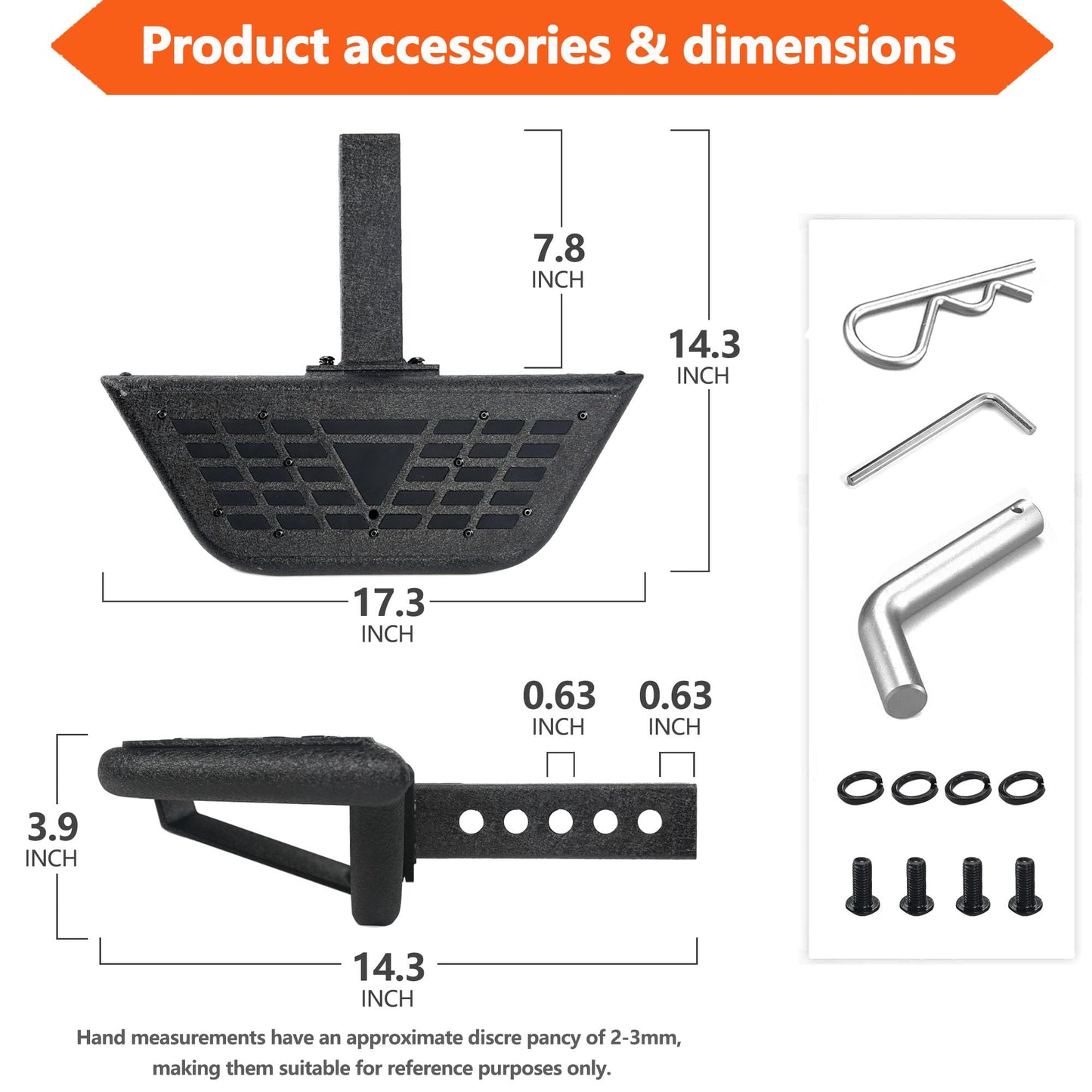 Towing Hitch Steps for 2" Hitch Receiver, Rear Trailer Hitch Bumper Guard Protector Universal Black Hitch Step Bar for Pickup Truck SUV - OMOTOR