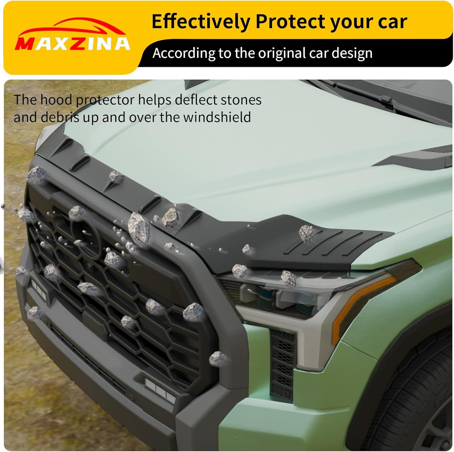 Hood Protector Compatible with 2022-2025 Toyota Tundra 2023-2025 Toyota Sequoia Hood Shield TPE Hood Deflector Hood Guard for 2023 2024 Tundra 2024 Sequoia Accessories