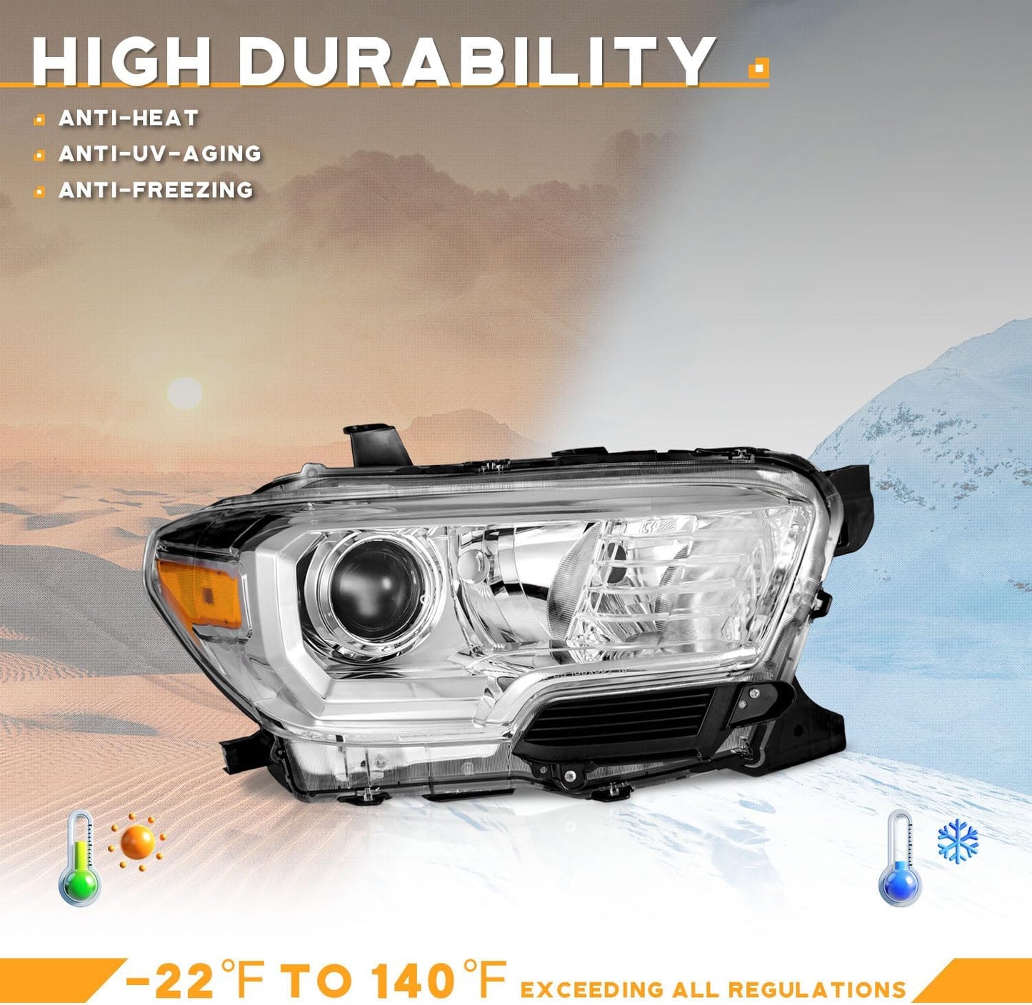 LED DRL Headlights for 2016-2022 Toyota Tacoma TRD/Limited - Black/Chrome Housing, Headlight Assembly Replacement - OMOTOR