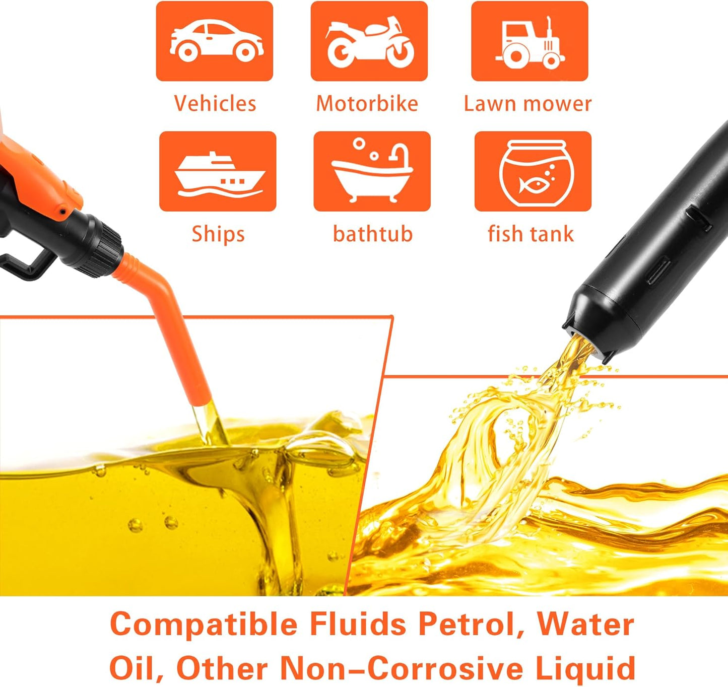 Portable Power Battery Pump, Battery Powered Siphon Fuel Transfer Pump, Universal Fit for Gasoline, Car, Portable Fuel Transfer Pump