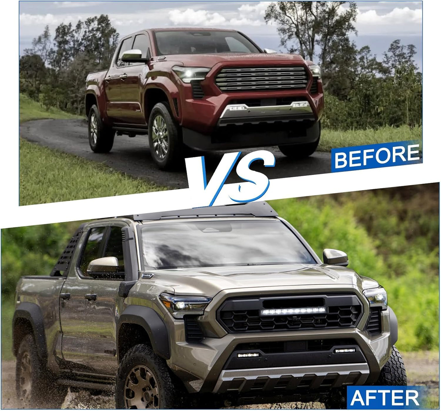 2024 Tacoma Grill Front Hollow Grill Compatible with 2024 2025 Tacoma, tacoma 2024 2025 Matte Black ABS grille, tacoma grill with LED Light