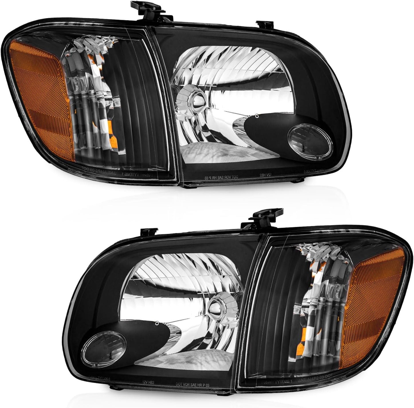 Headlight & Corner Lights for 2005-2006 Toyota Tundra Double Cab SR5/Limited & 2005-2007 Sequoia - Compatible Headlamp Set - OMOTOR