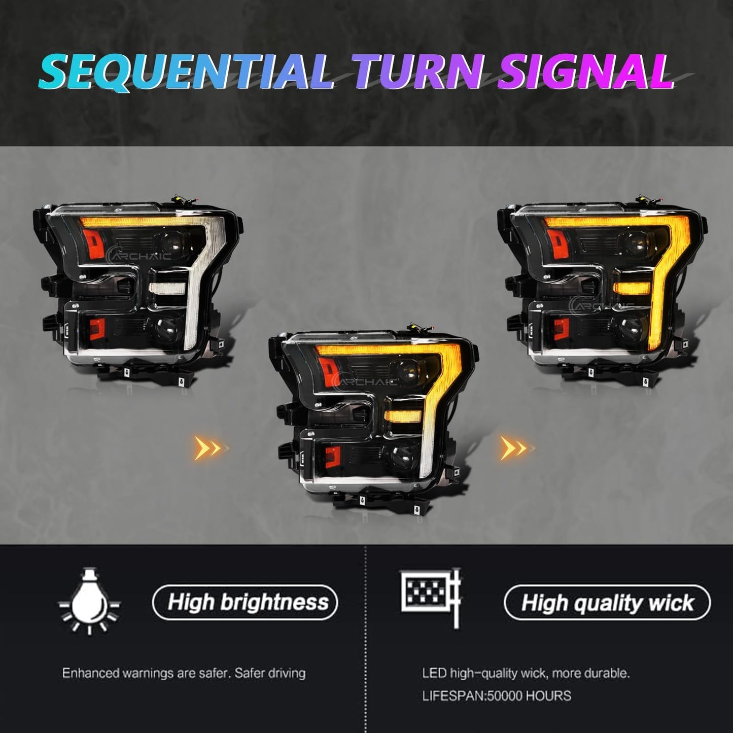 LED Headlights Assembly Compatible with 2015-2017 Ford F150 Pickup XL/XLT/Lariat/King Ranch/Platinum/Limited F150 Raptor 2017-2020