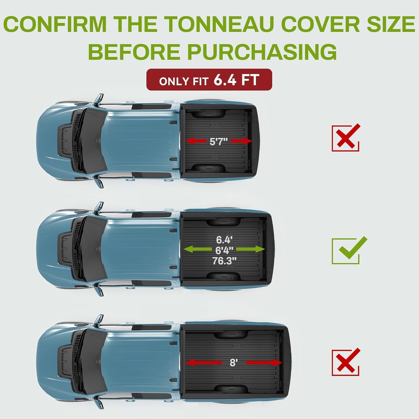 Truck Bed Tonneau Cover Compatible with 2009-2024 Dodge Ram 1500 (Classic & New) 5.7ft/6.4ft Bed Without Rambox - OMOTOR