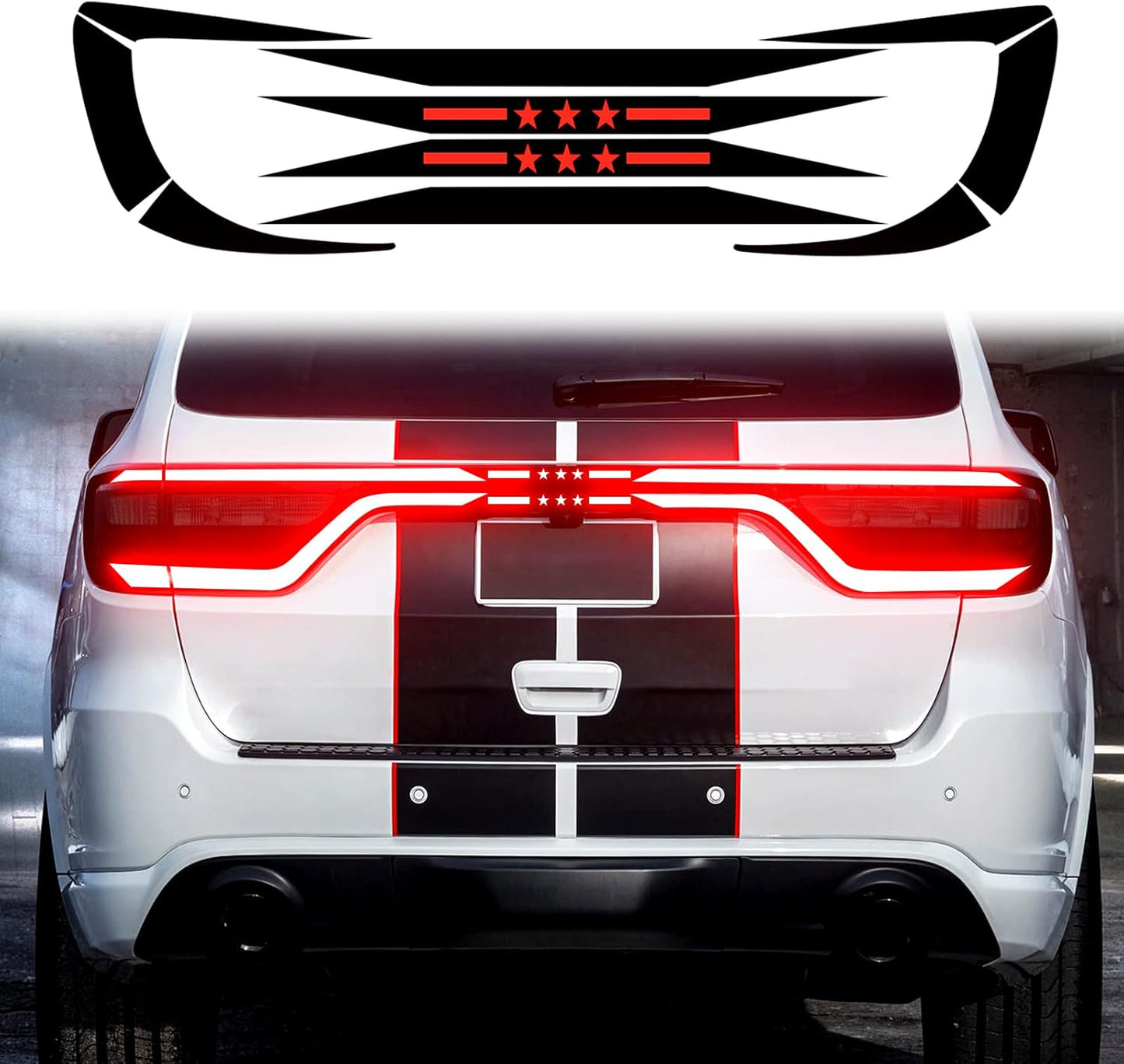 Fit for Dodge Durango 2014-2021 Tail Light Race Track Bat Precut Vinyl Overlay Tint Kit Film with Gloss Dark Smoke Wrap Cover Vinyl Decals Exterior Accessories (Stars)