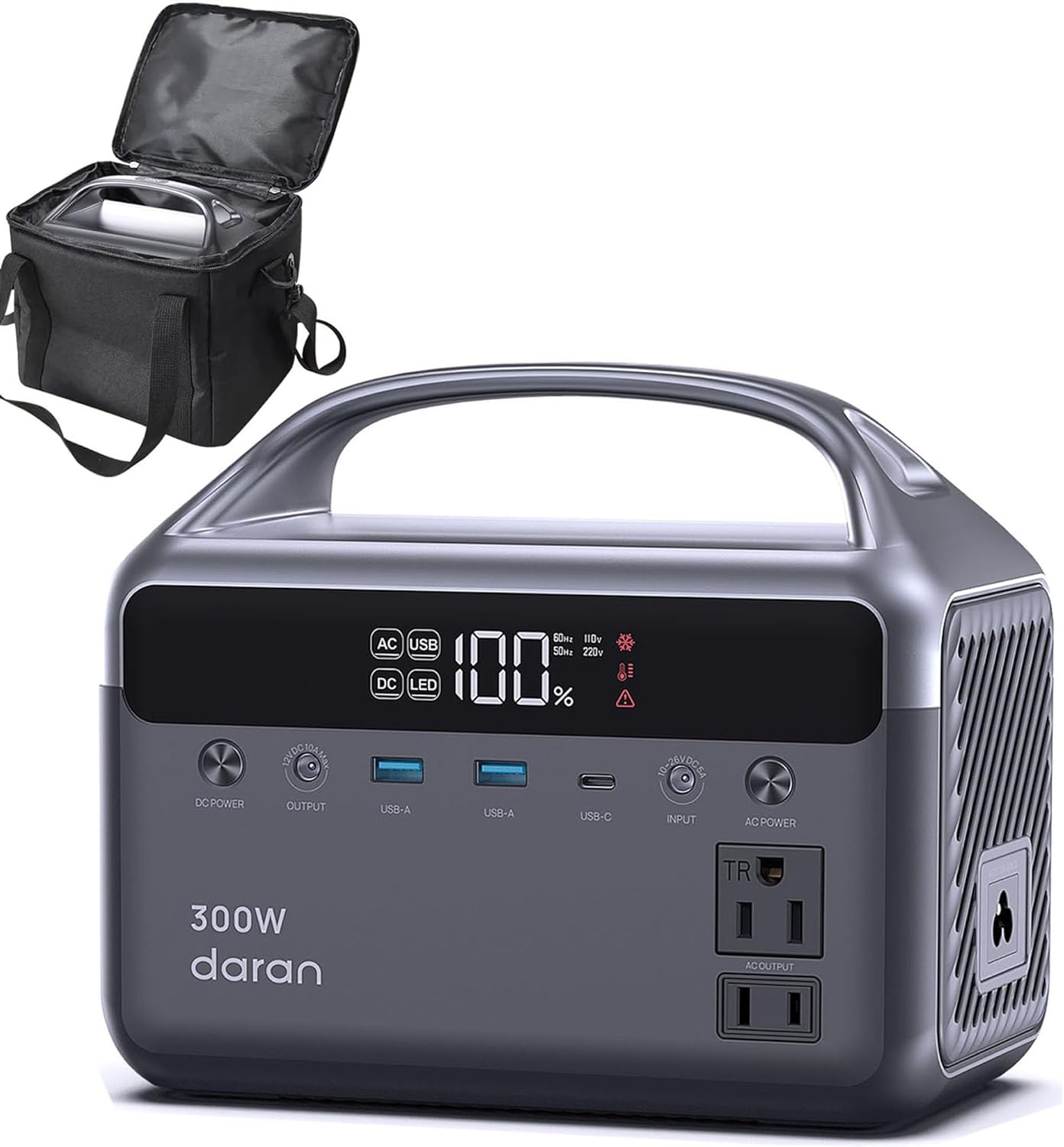 Portable Power Station 300W (600W Surge), 192Wh (60,000mAh) Solar Generator, LiFeP04 Battery with AC Outlets, 5.5LB Power Bank for Outdoor Camping, Traveling, Home & Emergency (Solar Optional)