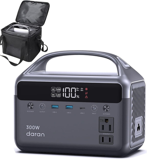 Portable Power Station 300W (600W Surge), 192Wh (60,000mAh) Solar Generator, LiFeP04 Battery with AC Outlets, 5.5LB Power Bank for Outdoor Camping, Traveling, Home & Emergency (Solar Optional)
