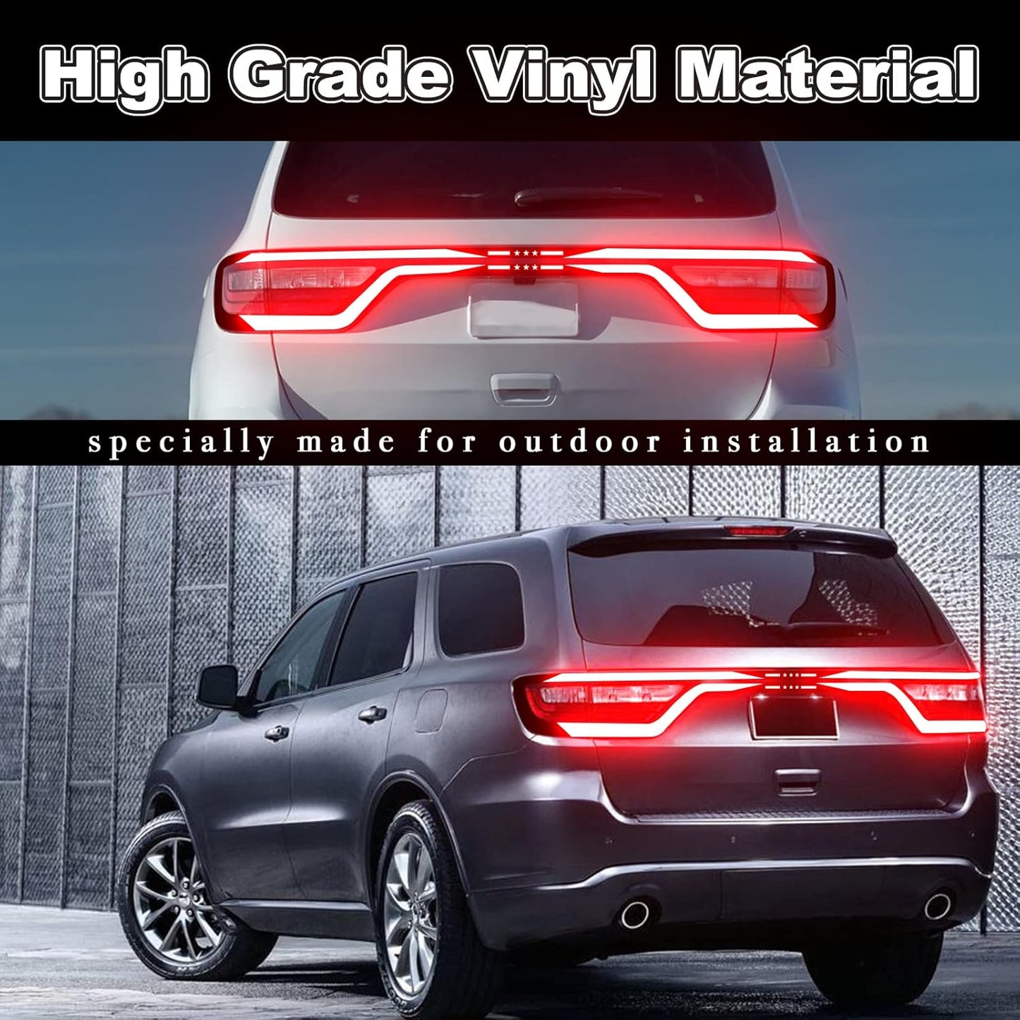 Fit for Dodge Durango 2014-2021 Tail Light Race Track Bat Precut Vinyl Overlay Tint Kit Film with Gloss Dark Smoke Wrap Cover Vinyl Decals Exterior Accessories (Stars)