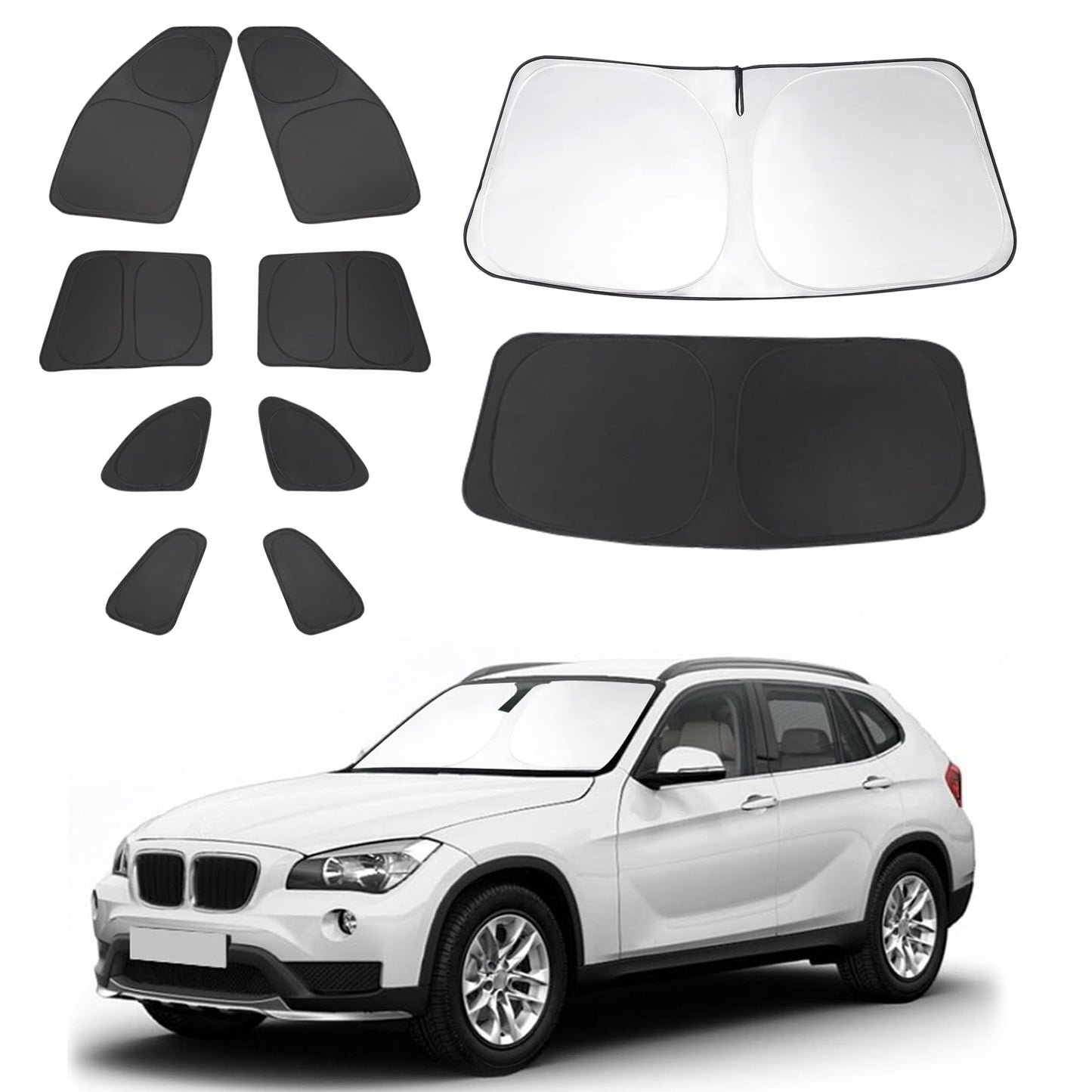 5PCS Windshield Sun Shade Custom Fit for 2021-2024 2025 Ford Bronco Accessories(Not for Bronco Sport) Foldable Sunshade Side Rear Window Shade Cover Full Set Privacy Protection