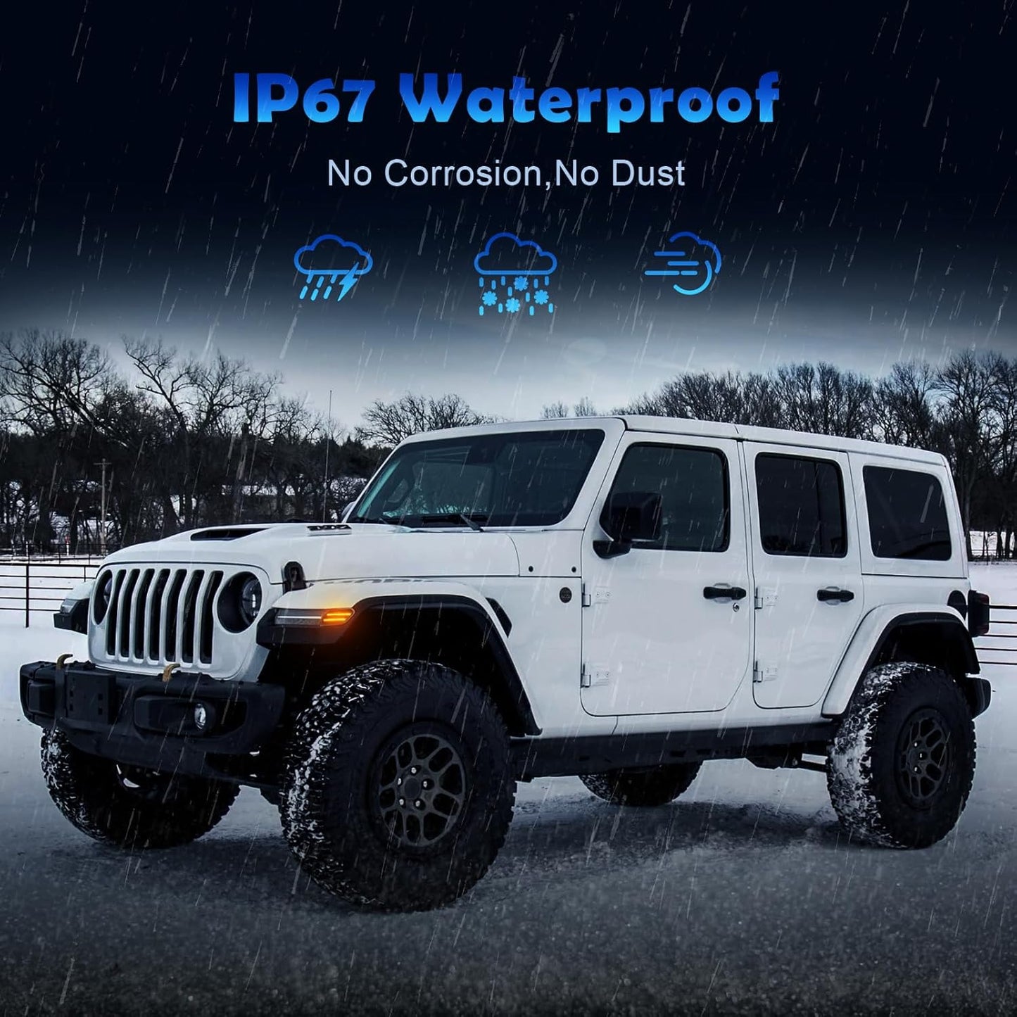 LED Front fender Side Marker Light Compatible with Wrangler JL 2018-2024 & Gladiator JT 2020-2023, Amber Flares Light Accessories, Front Wheel Eyebrow Light with Smoke Lens, Plug & Play