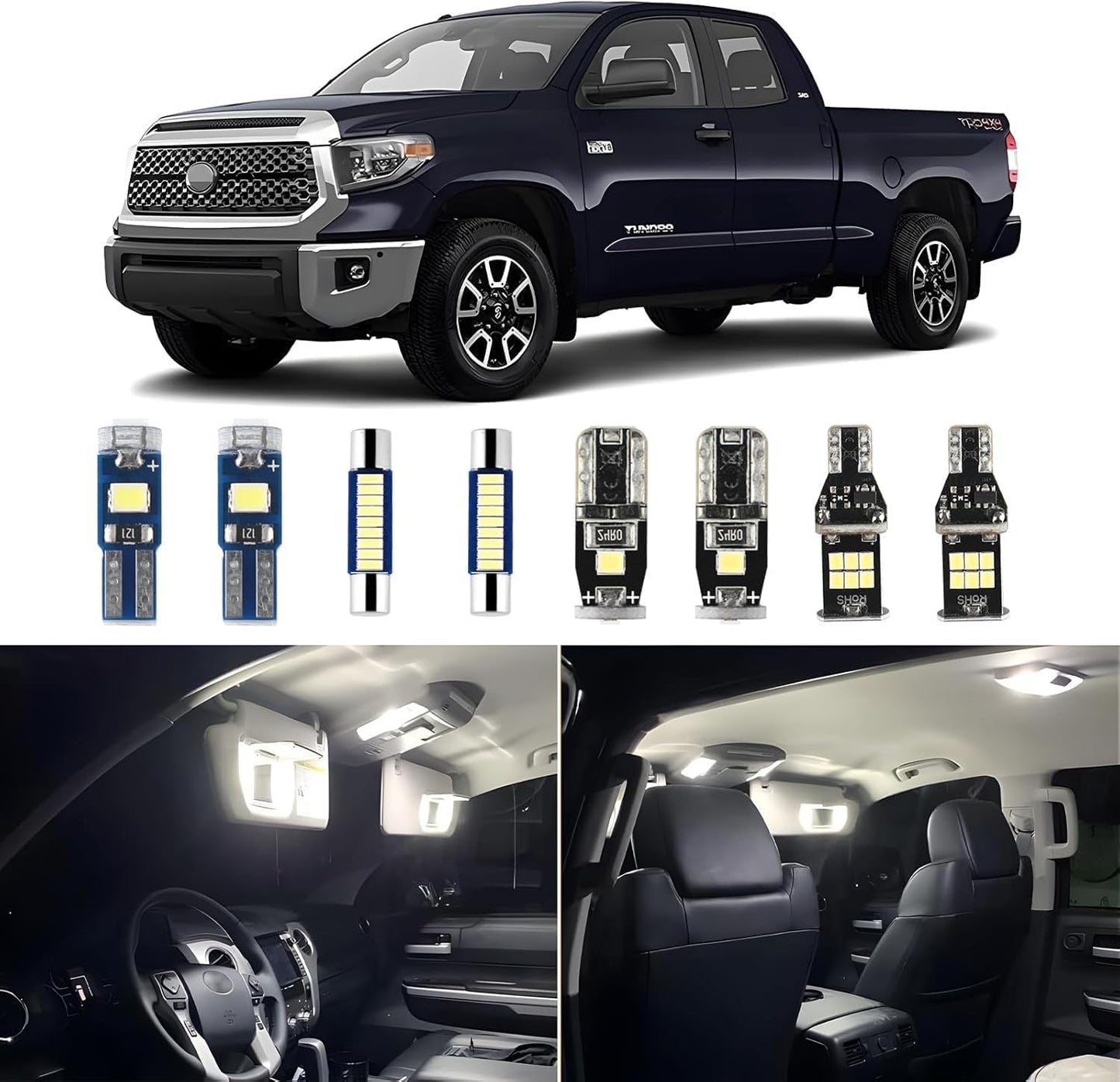 EASY EAGLE Super Bright LED Car Interior Lights, 6000k White Bulbs Kit for 2007-2019 2020 2021 Toyota Tundra with Install Tool(18 pcs)