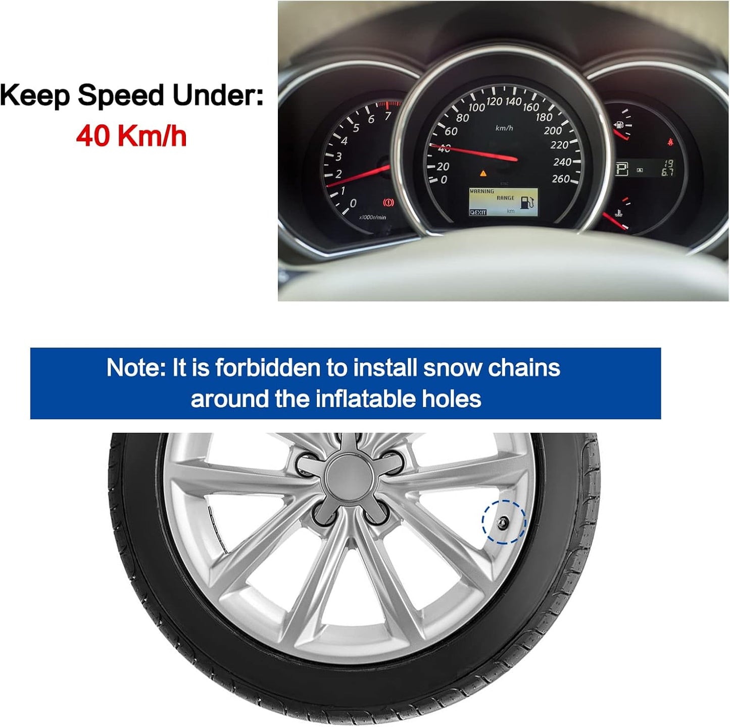 Thickened Snow Chains, 6 Pack Tire Chains for Truck SUV in Snow, Ice, Sand and Mud (Tire Width 195-225mm)