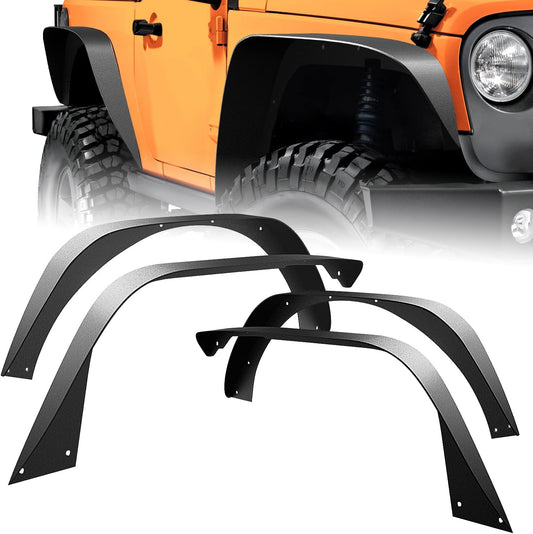 Nilight Off-Road Fender Flares Kit Compatible with 2018 2019 2020 2021 2022 2023 2024 2025 Wrangler JL & JLU 2/4 Doors Heavy-Duty Solid Steel Black Textured Front Rear Flat-4pcs
