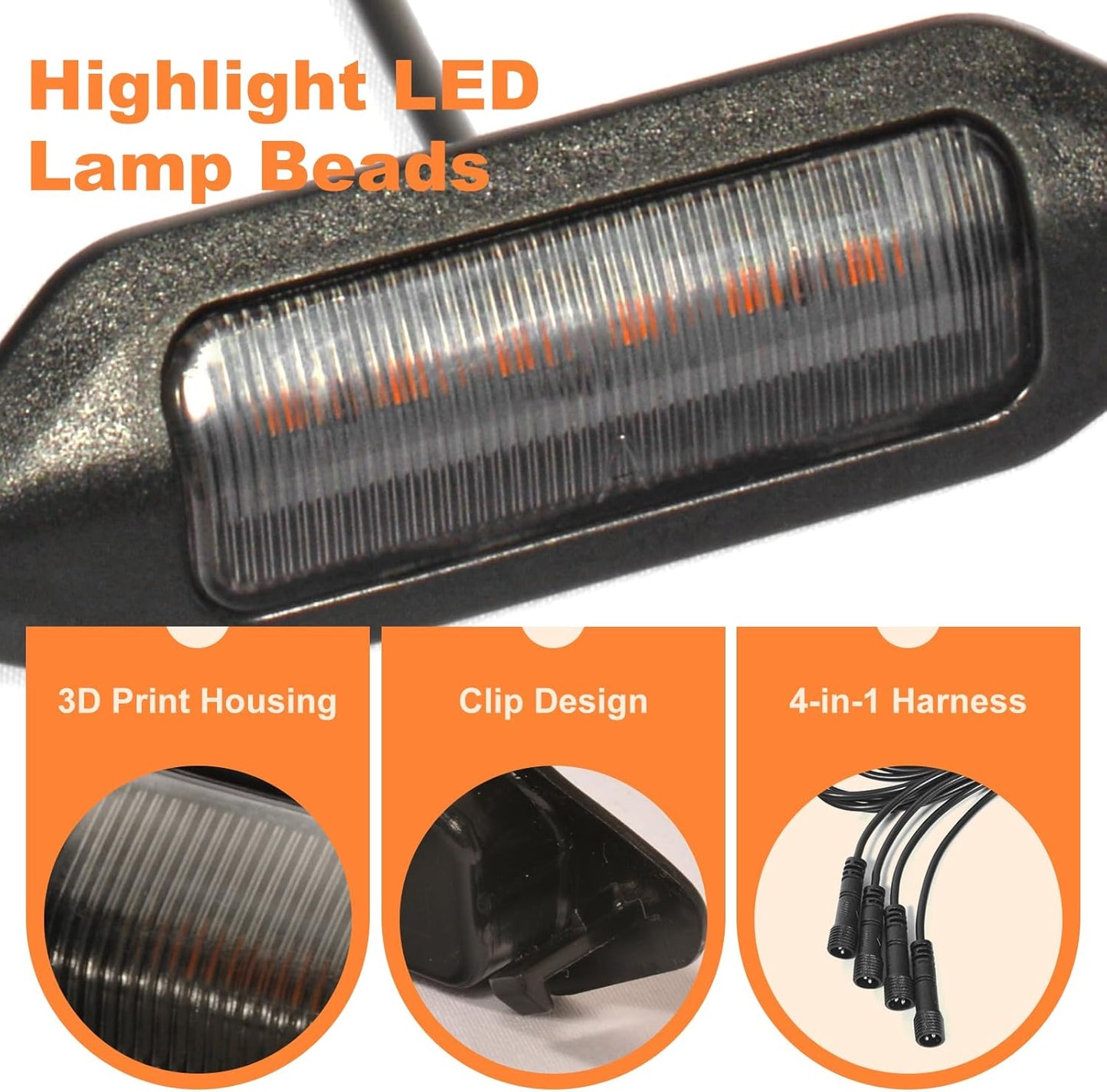 Front Grill Lights for 2019-2024 Toyota RAV4 Hybrid LE SE XLE XSE Limited LED Grille Lights for 5th Gen RAV4 Accessories (RAV4-Amber)
