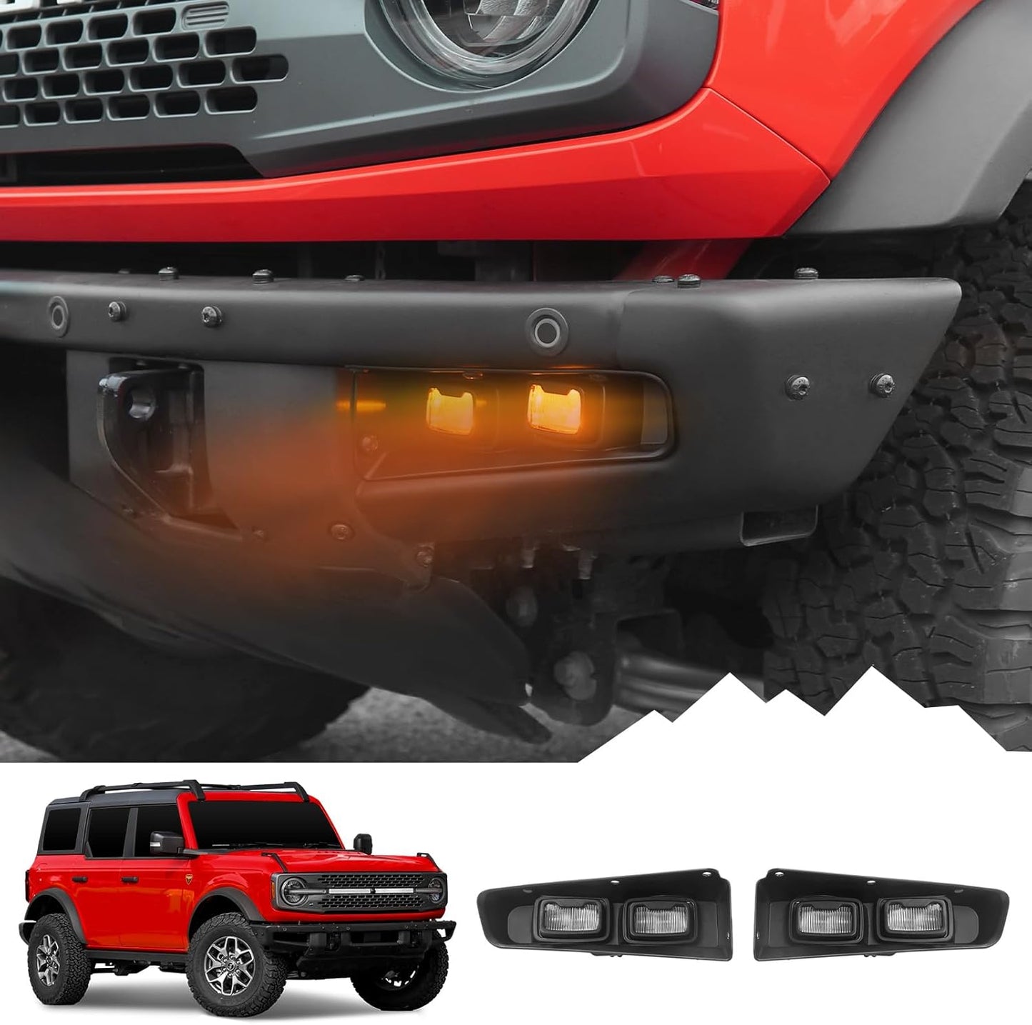 Mabett Raptor Style Fog Lights fit Ford Bronco 2021-2024, Lower Bumper Performance Heavy Duty Modular Lamps Lights for Bronco Accessories 2/4-Door
