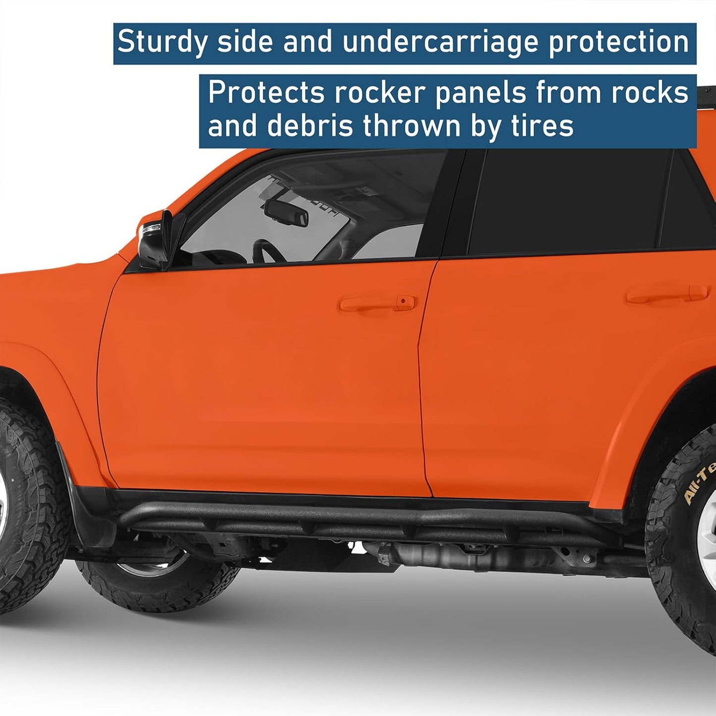 u-Box 4Runner Rock Slider Rails Rocker Guard Offroad Steel Door Armor Compatible with 2010-2024 Toyota 4Runner 5th Gen (Excluding Limited, Nightshade, TRD Sport & 10-13 SR5)