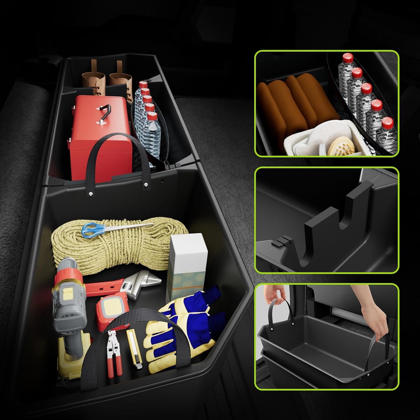 POPSTORE Underseat Storage Box Upgraded Rear Under Seat Organizer Cargo Box Compatible with 2015-2025 Ford F150 SuperCrew & Crew Cab