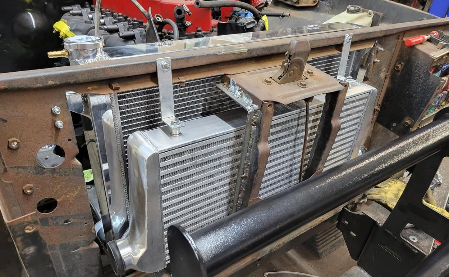 2.5" I/O Universal Aluminum Tube and Fin Front Mount Turbo Intercooler Overall Size 31" x 13" x 3"/Core Size: 23" x 10.5" x2.5"