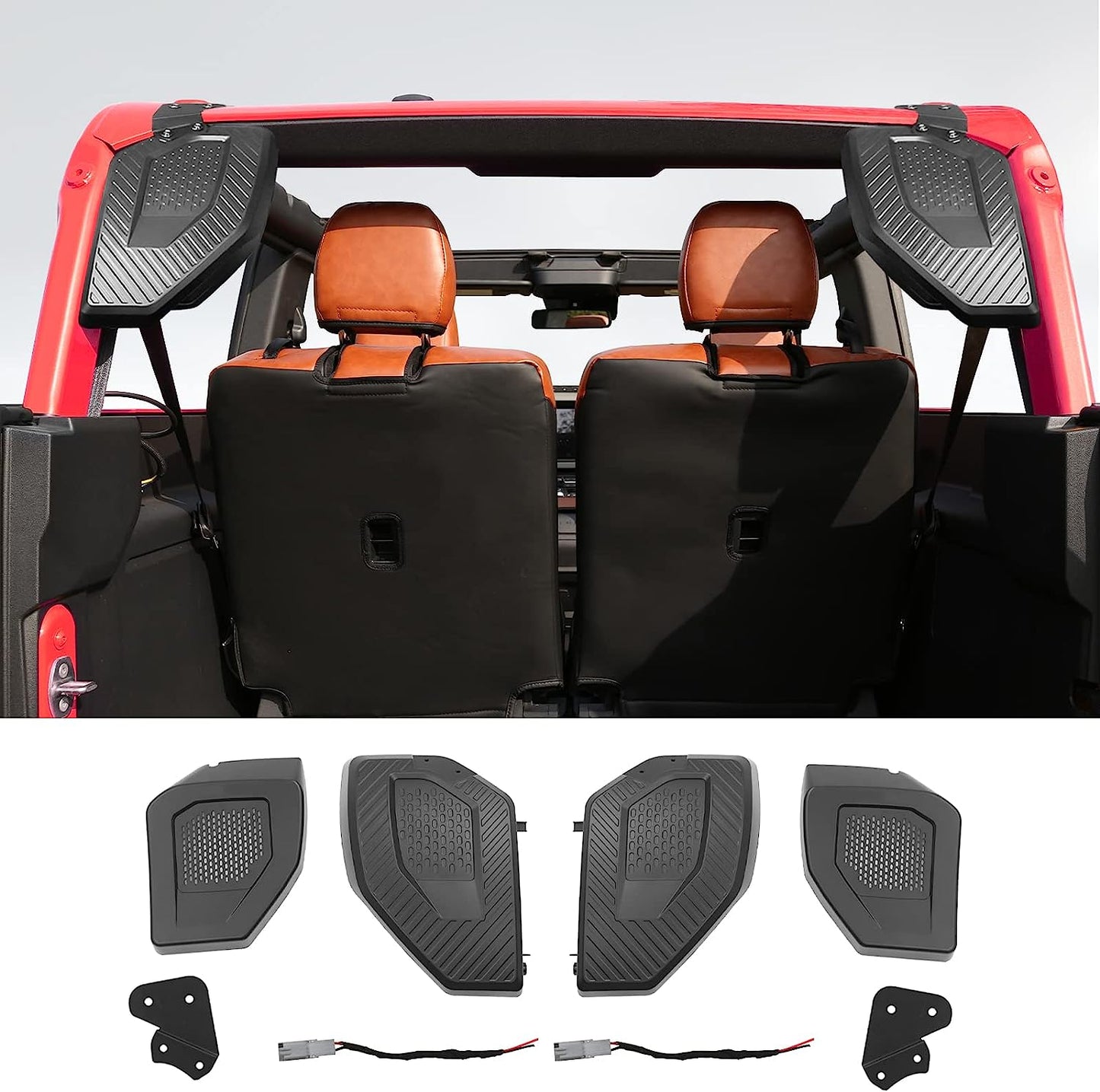 Rear Speaker Pods Compatible with Ford Bronco 2021 2022 2023, Upgrade 6.5" Pods for Bronco Accessories 2/4-Door, Interior Accessories Black - OMOTOR
