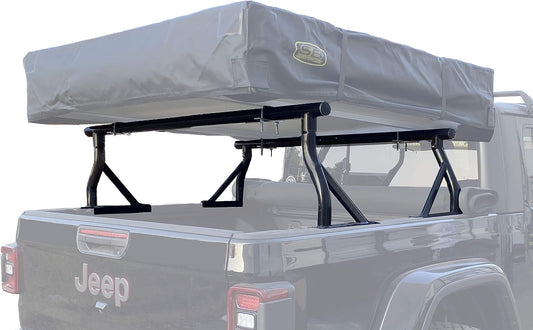 800 LB Low Profile Extendable Non-Drilling Steel Pickup Truck Bed Rack Sport Bar Rooftop Tent 2 Bar Set