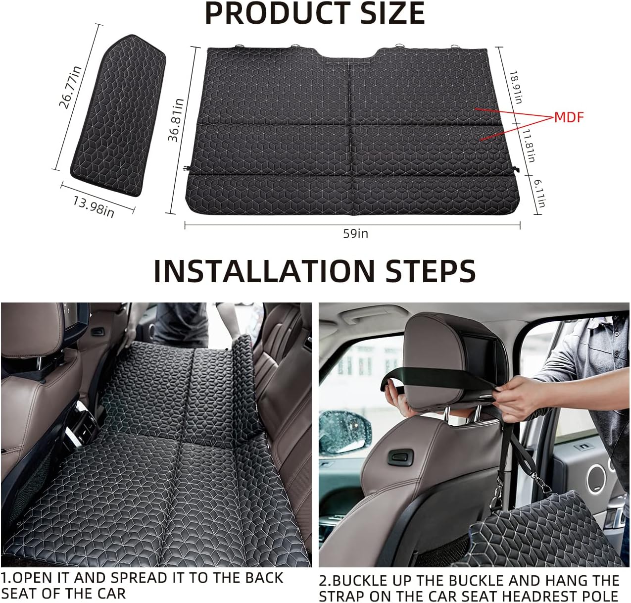 Back Seat Extender Truck Bed Mattress Car Camping Air Mattress for F150/RAM 1500/Silverado - OMOTOR