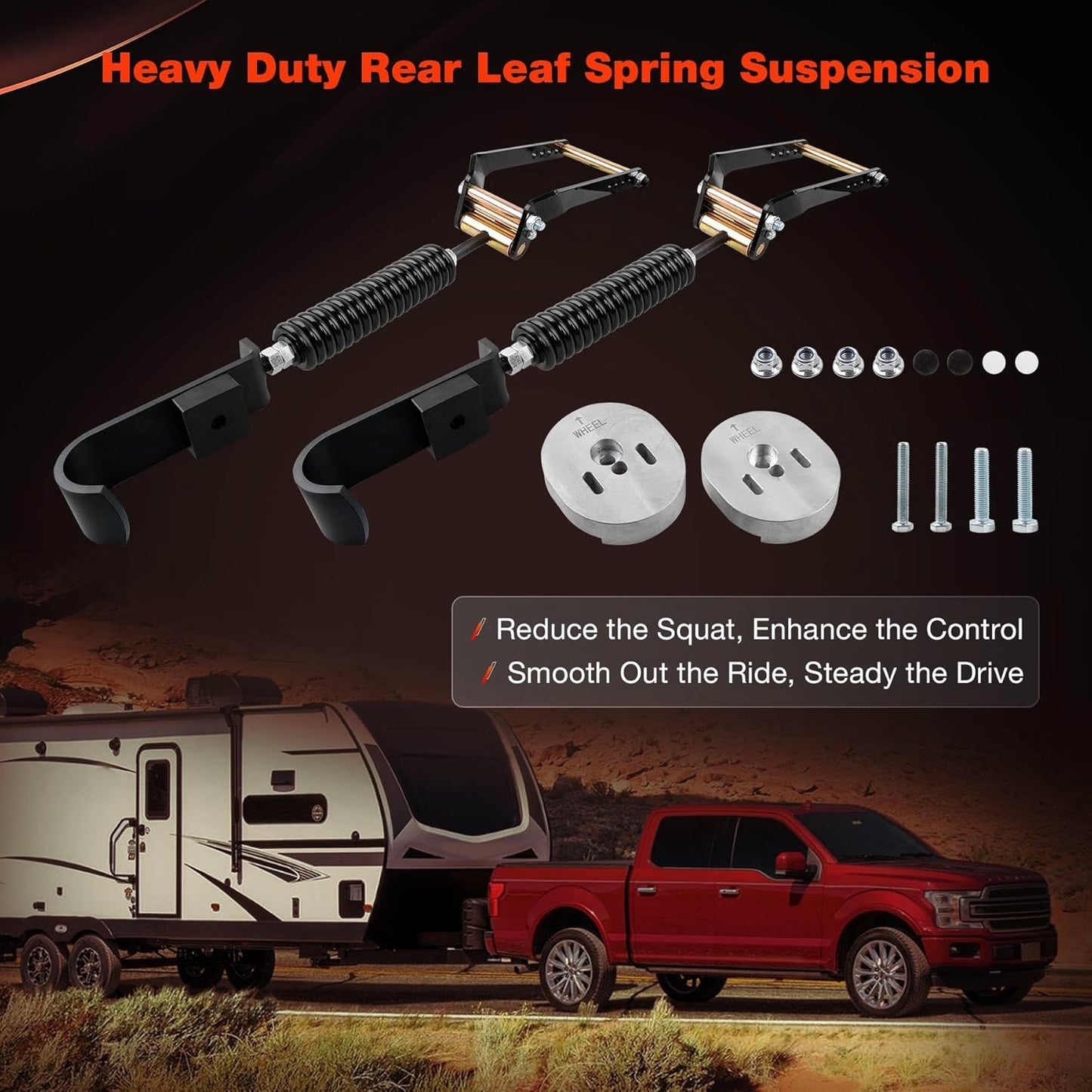 3611-YHD Rear Leaf Spring Suspension Heavy Duty Kit Compatible with 2009-2025 Ford F150 4WD - 2-3" Lift- Suspension Enhancement for Towing & Off-Road