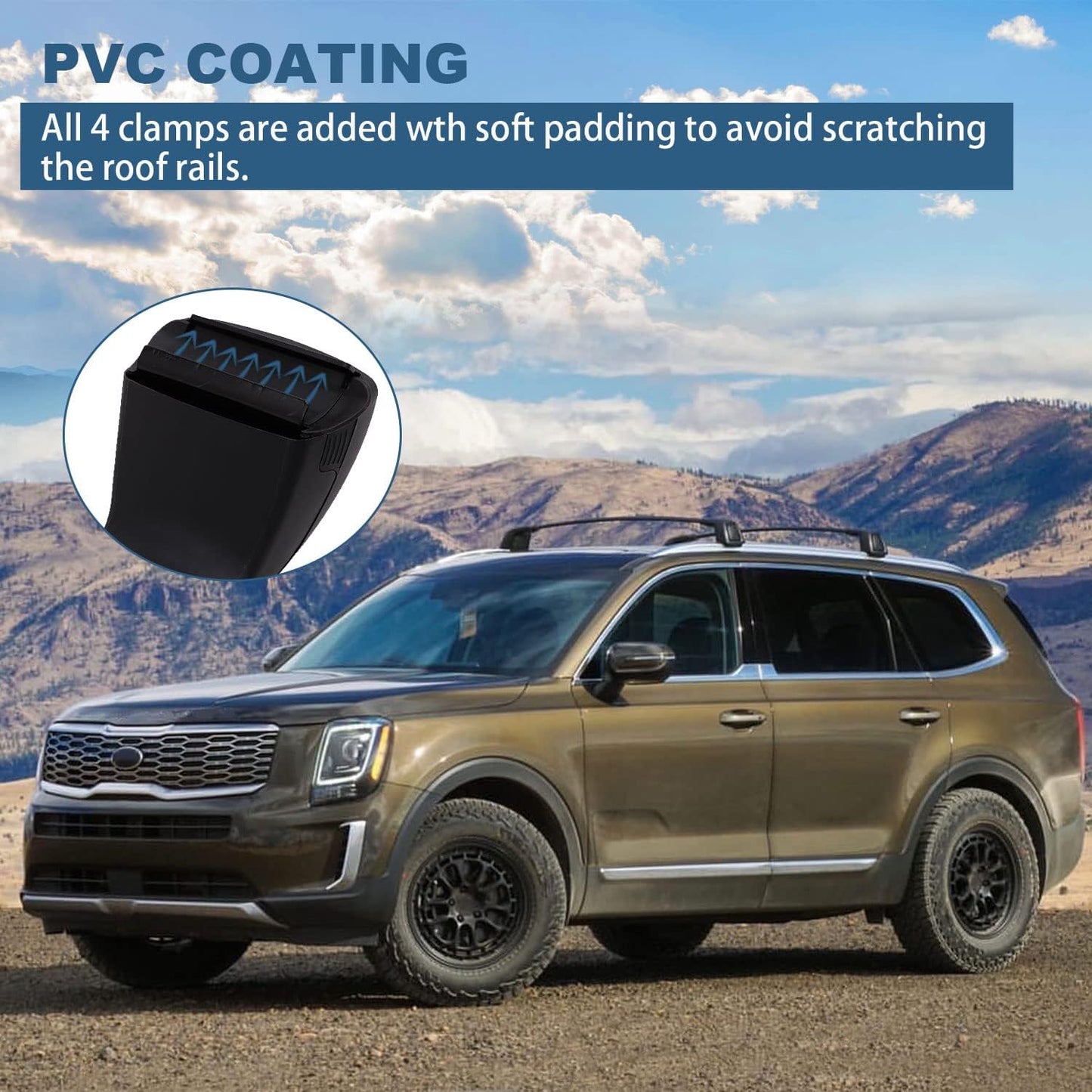 Upgraded Roof Rack Cross Bars Fit for 2019-2024 Kia Telluride S SX SX-P EX Lockable Crossbars for Ski Kayak Bike Basket - OMOTOR