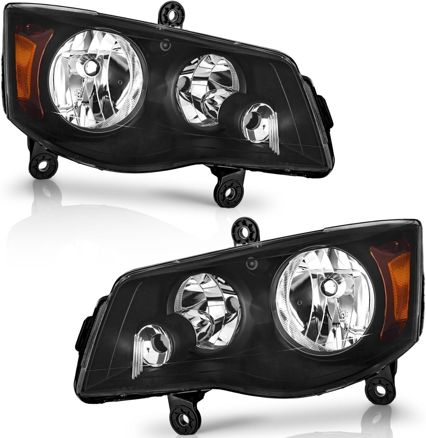 Headlight Assembly for 2001-2020 Dodge Grand Caravan & Chrysler Town & Country - Compatible with 2001-2003 Chrysler Voyager, Left & Right Replacement - OMOTOR