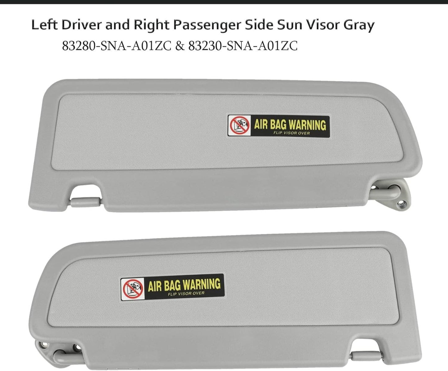 Left Driver and Right Passenger Side Sun Visor Gray Compatible with Honda Civic 2006 2007 2008 2009 2010 2011 Replaces # 83280-SNA-A01ZC 83230-SNA-A01ZC - OMOTOR