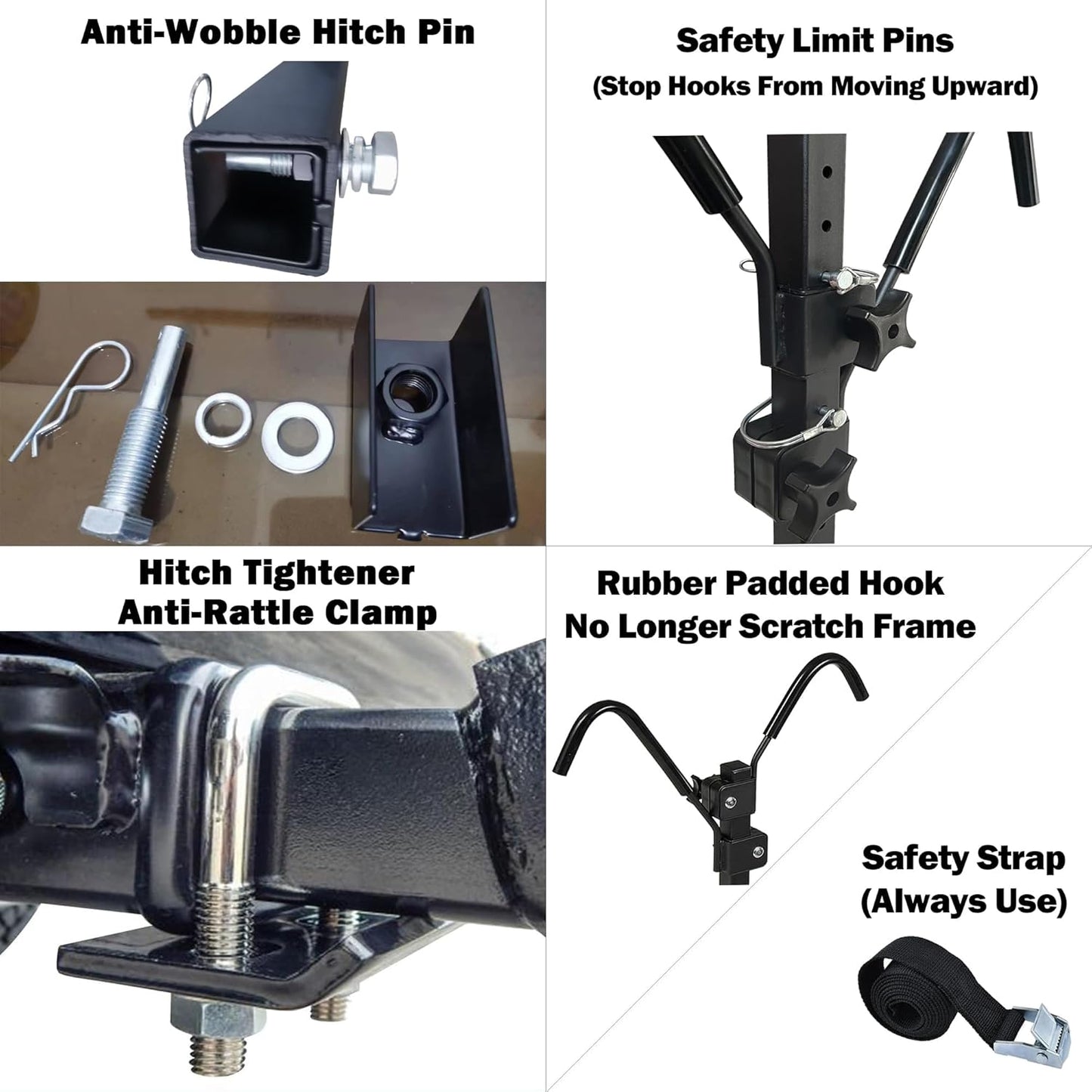 2 Bike Racks for Tow Hitch 180 lbs Capacity for Bikes, Electric eBikes, Fat Tire, Road Bikes and MTB, Tilting Folding E-Bike Rack for Car SUV Pickup Truck RV Camper - 2 inch Receiver
