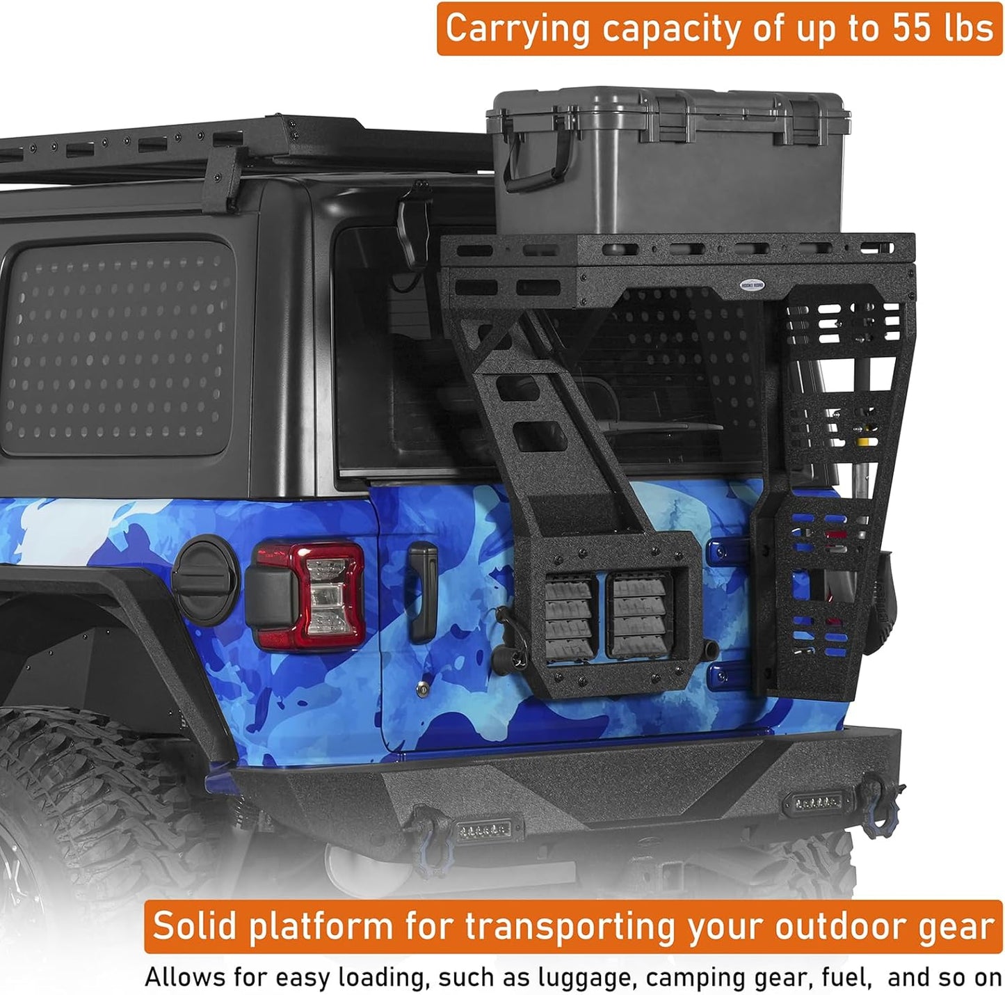 Hooke Road JL Spare Tire Cargo Rack Basket for 2018-2025 Jeep Wrangler JL 2/4 Doors, Rear Cargo Storage Tray for Overlanding Gear