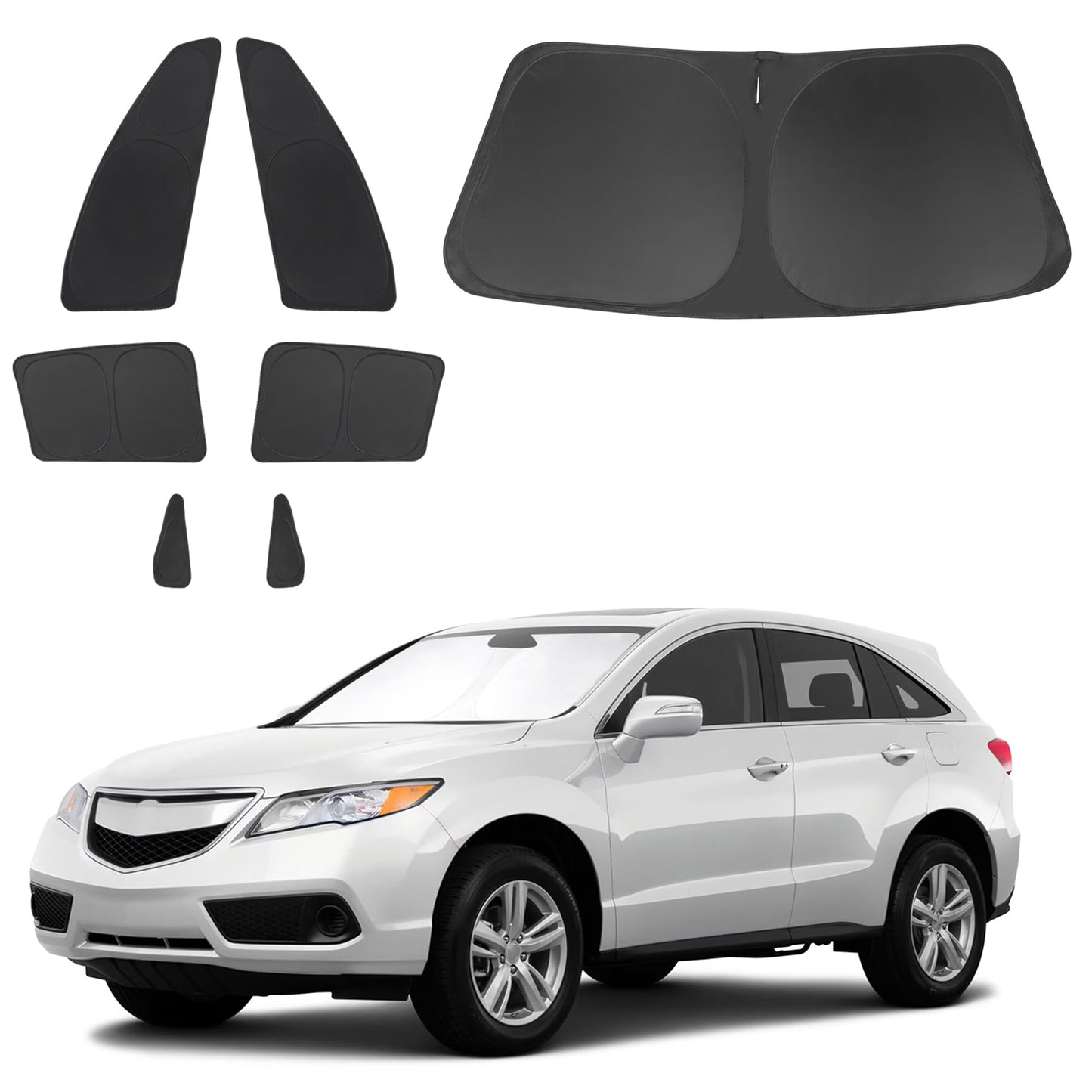 5PCS Windshield Sun Shade Custom Fit for 2021-2024 2025 Ford Bronco Accessories(Not for Bronco Sport) Foldable Sunshade Side Rear Window Shade Cover Full Set Privacy Protection