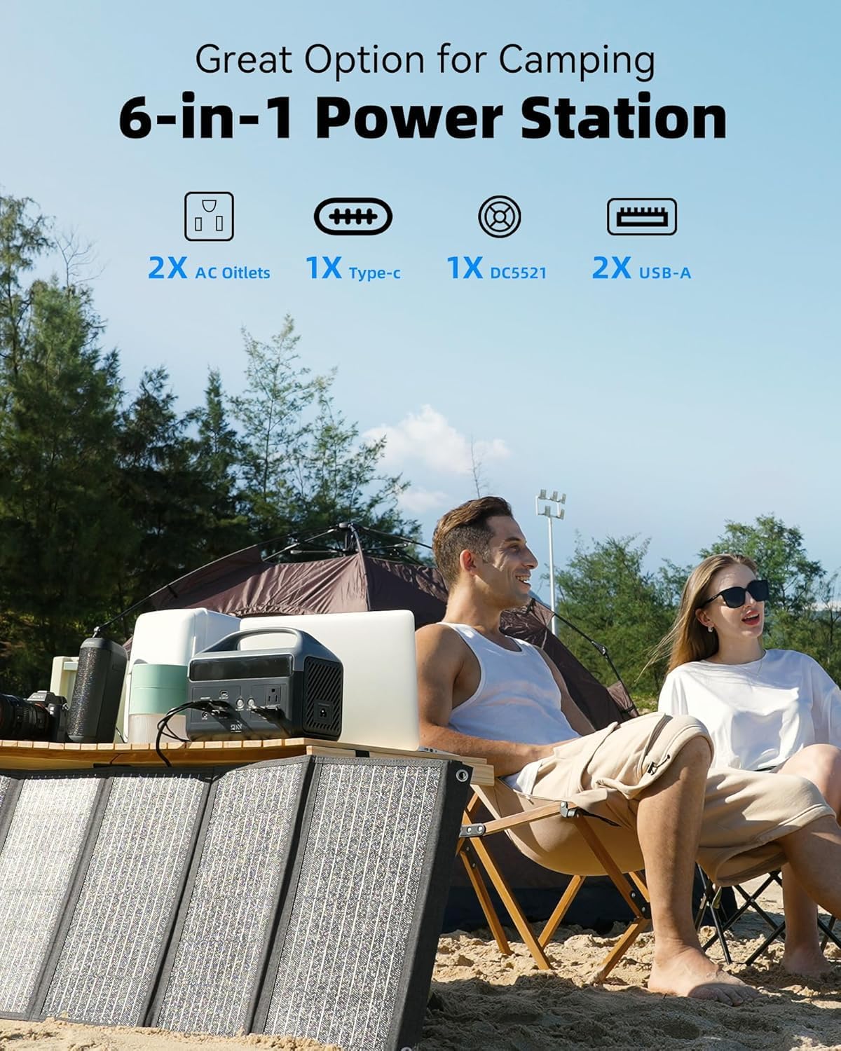 Portable Power Station 56000mAh, 179.2Wh LiFePO4 Battery Backup w/ 2 300W (600W Surge) AC Outlets, 1.5hrs Fast Charging, Power Bank for Hurricane Emergency/Outdoor Camping/RVs/Home Use